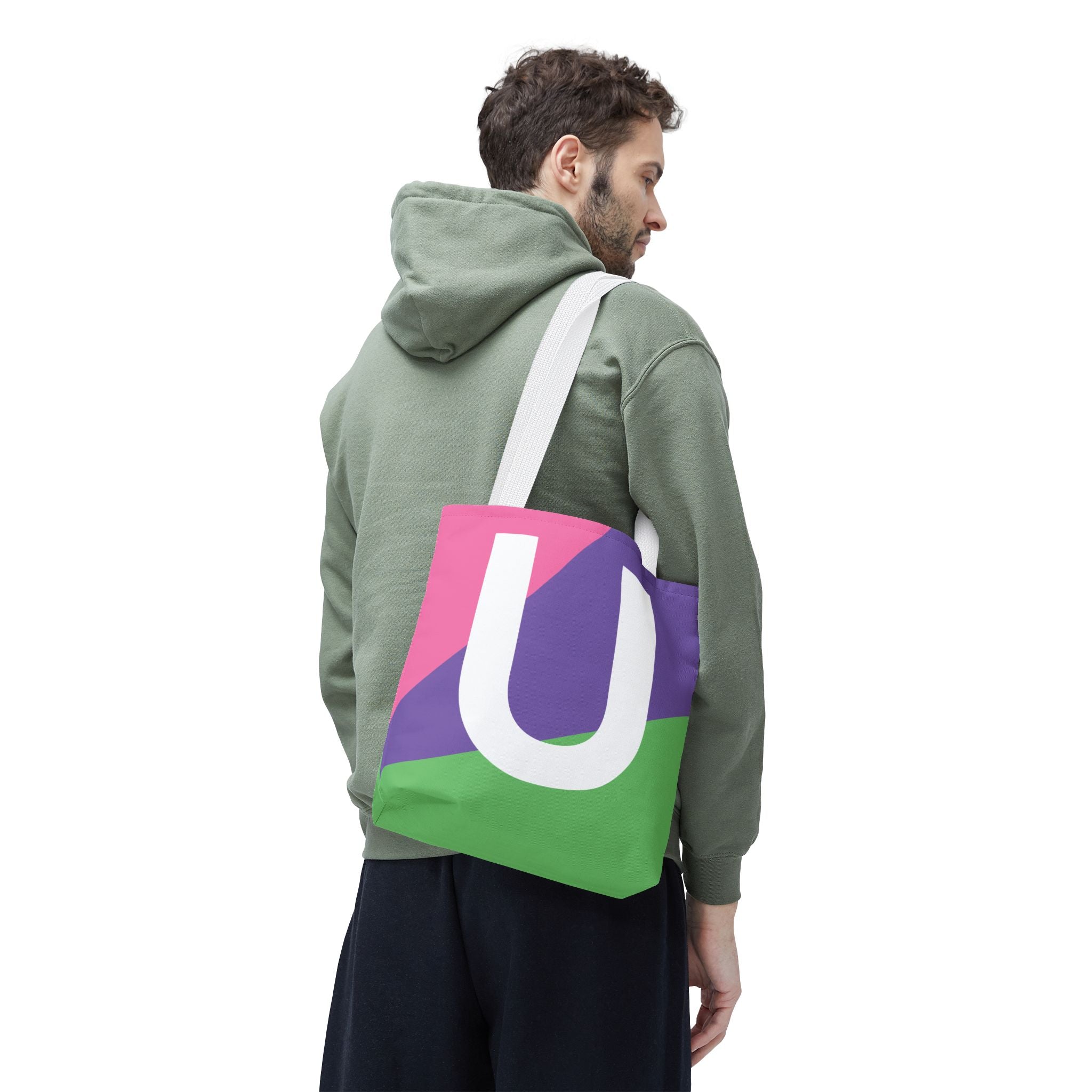 Monogram 'U' Colorblock Tote Bag — Personalized Initial U Shoulder Tote