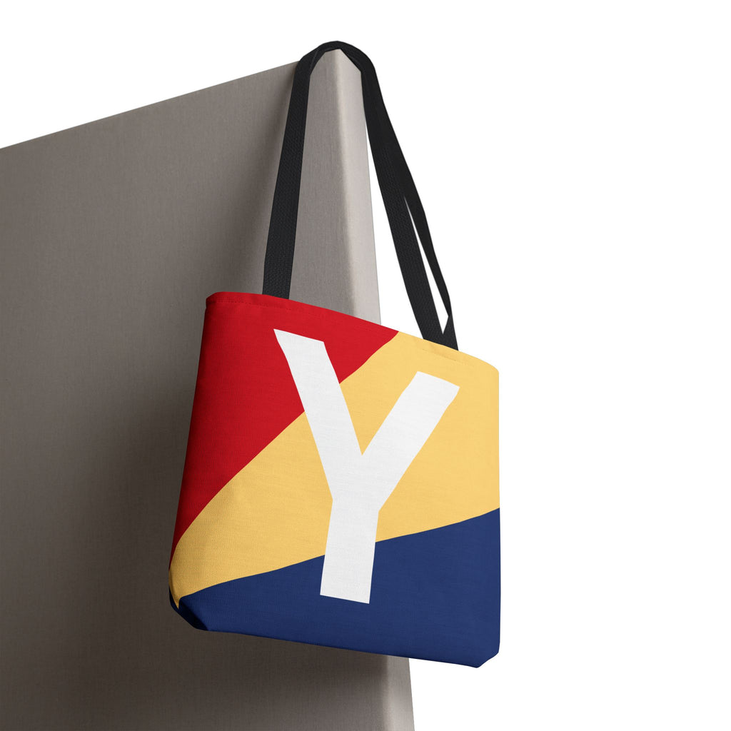 Monogram 'Y' Colorblock Tote Bag — Personalized Initial Y Shoulder Tote