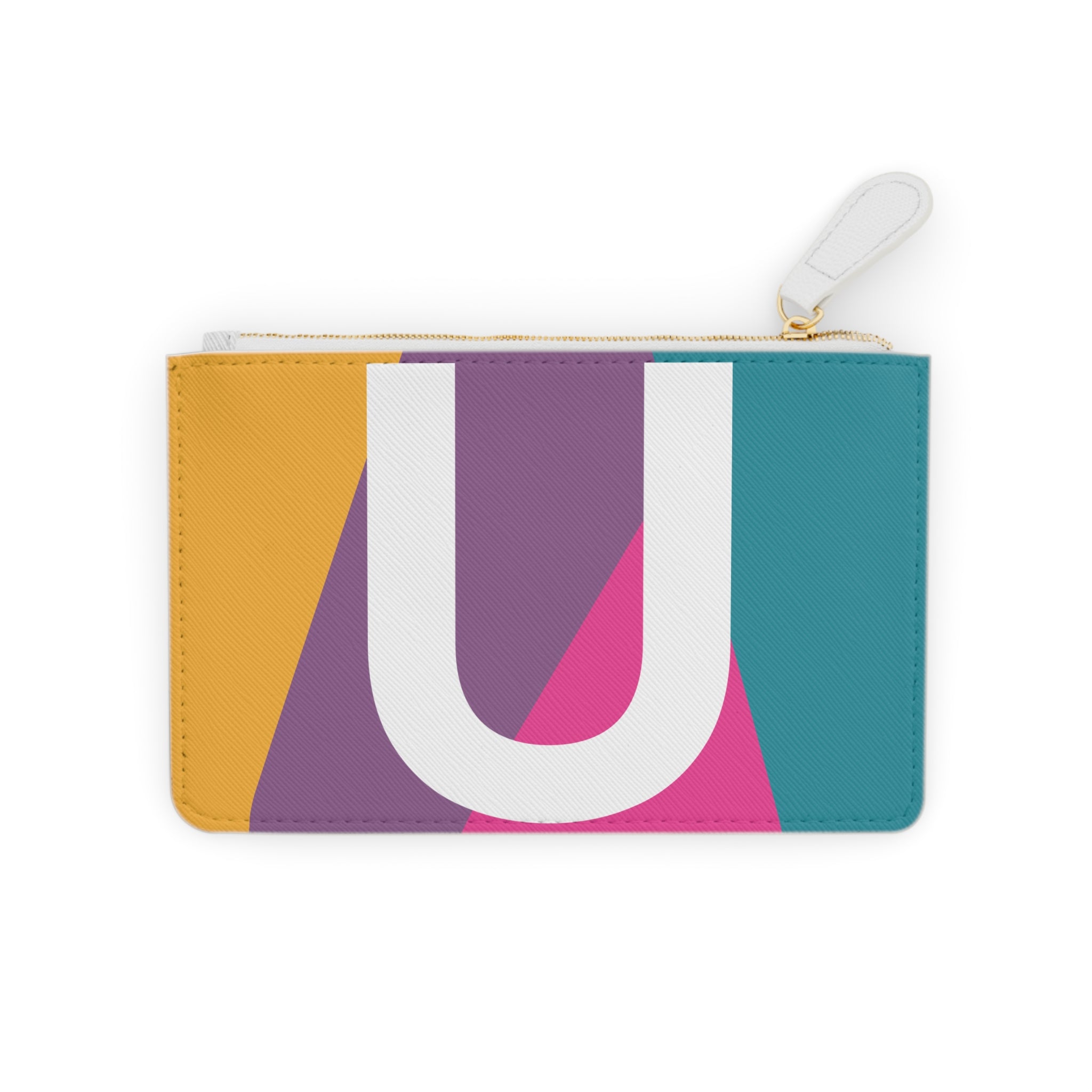 Initial U Mini Clutch — Colorblock Monogram Wristlet Wallet