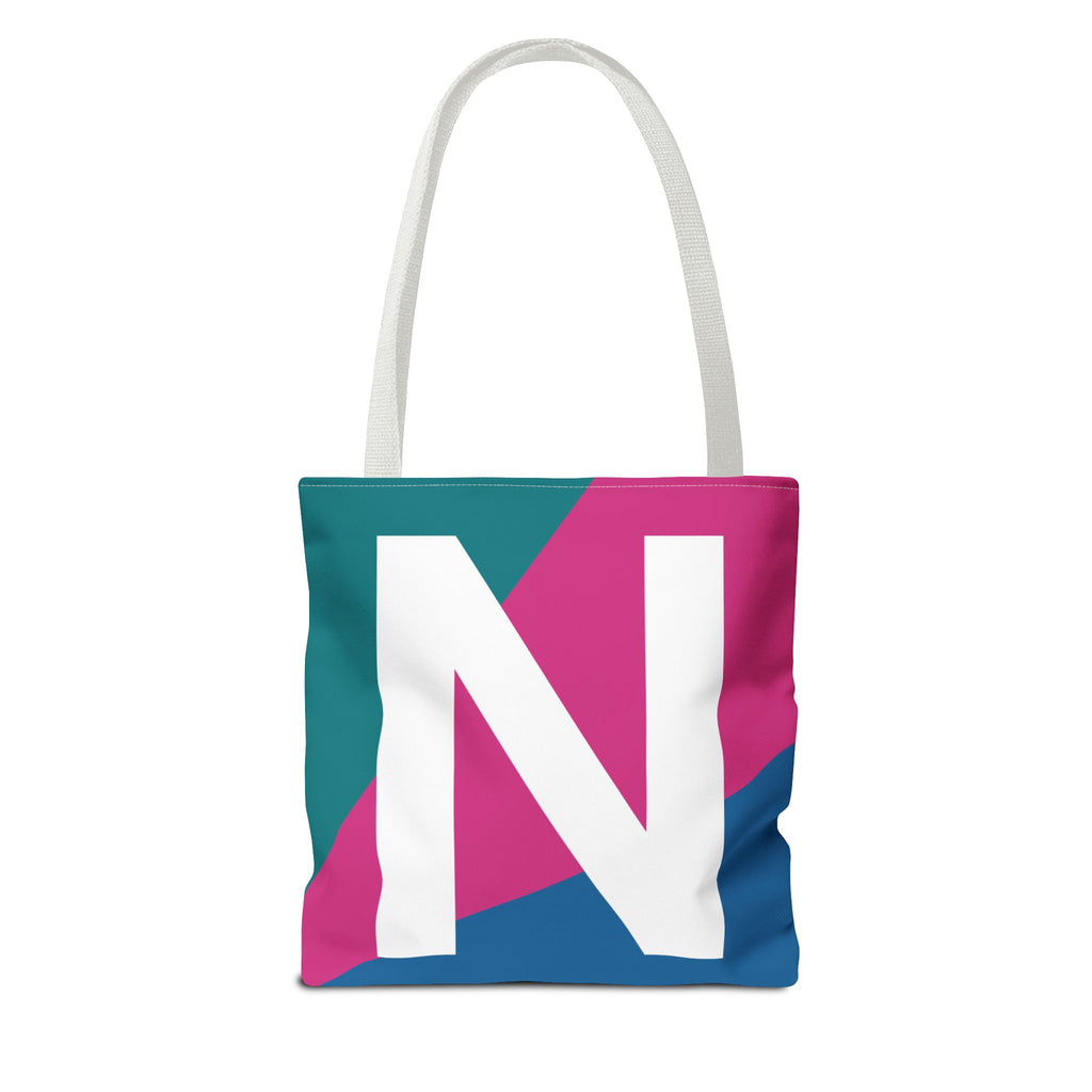 Monogram 'N' Colorblock Tote Bag — Personalized Initial N Shoulder Tote