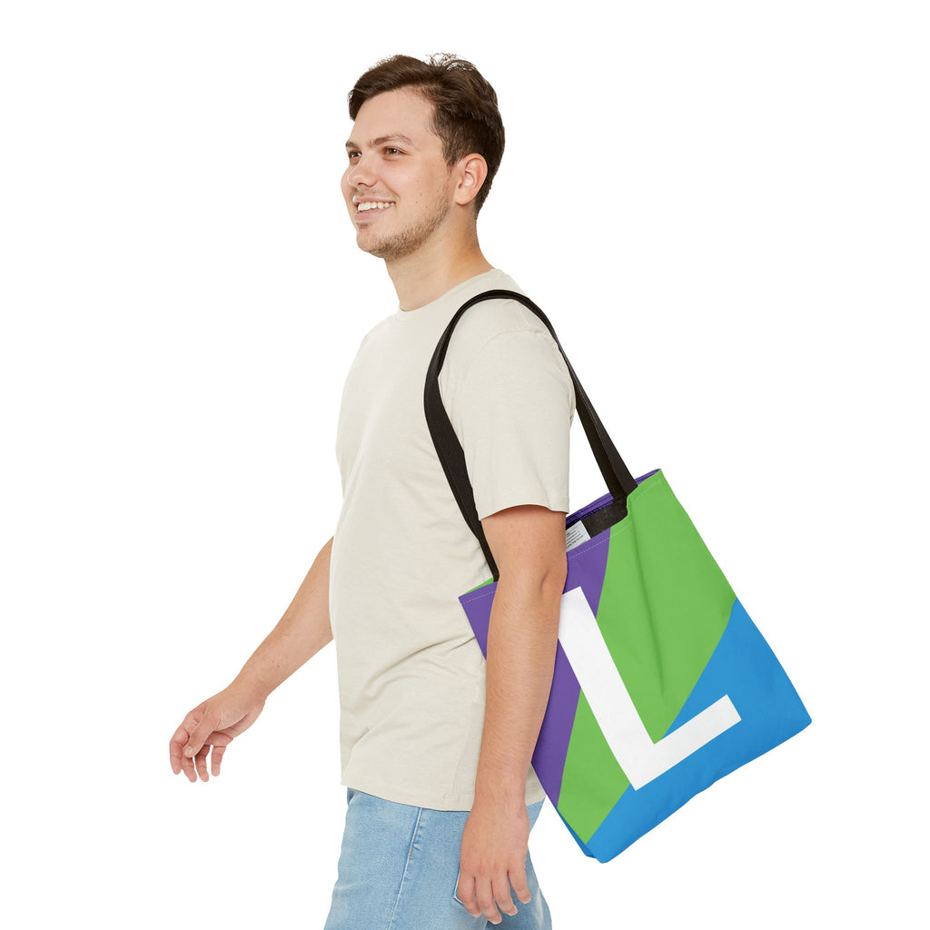 Monogram 'L' Colorblock Tote Bag — Personalized Initial L Shoulder Tote