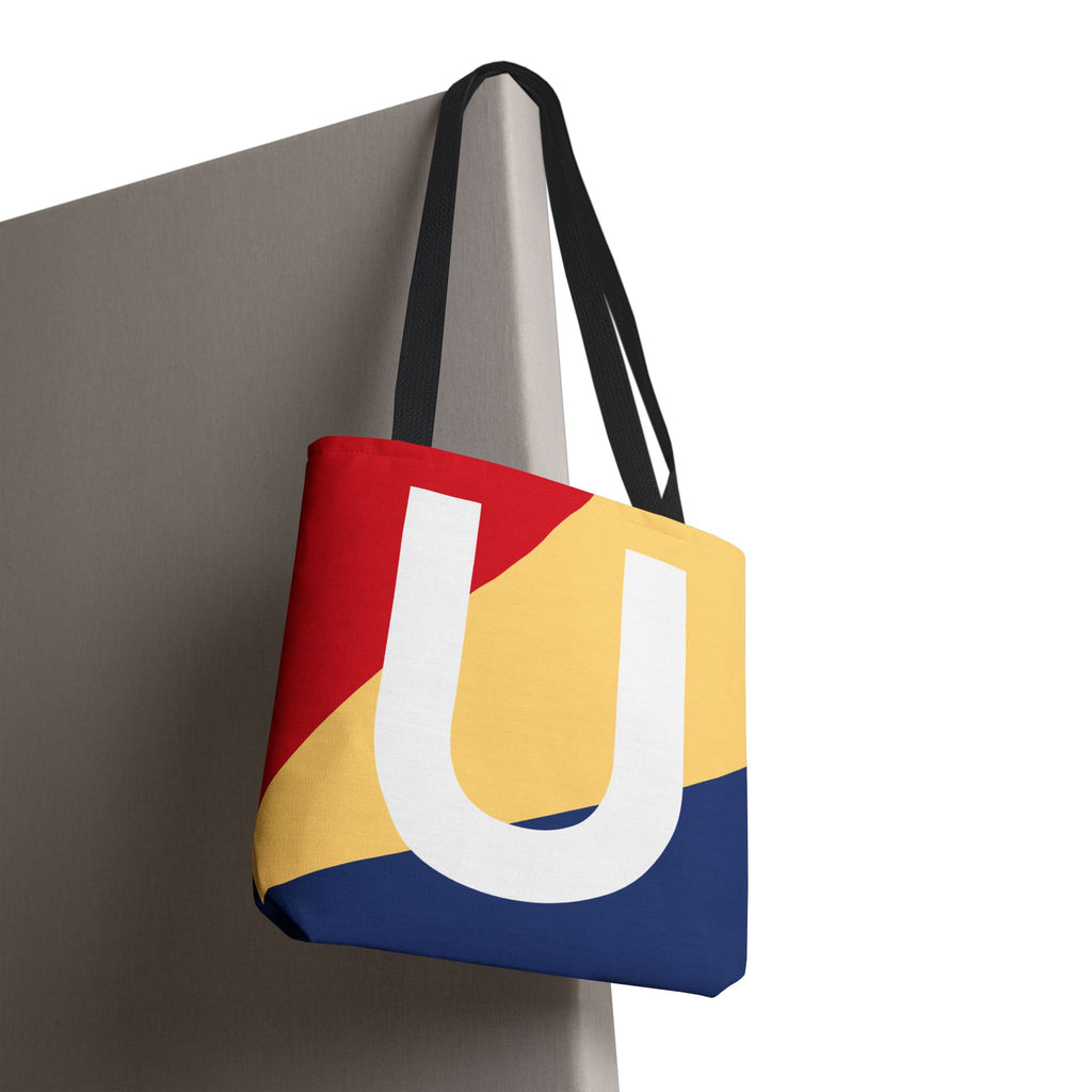 Monogram 'U' Colorblock Tote Bag — Personalized Initial U Shoulder Tote