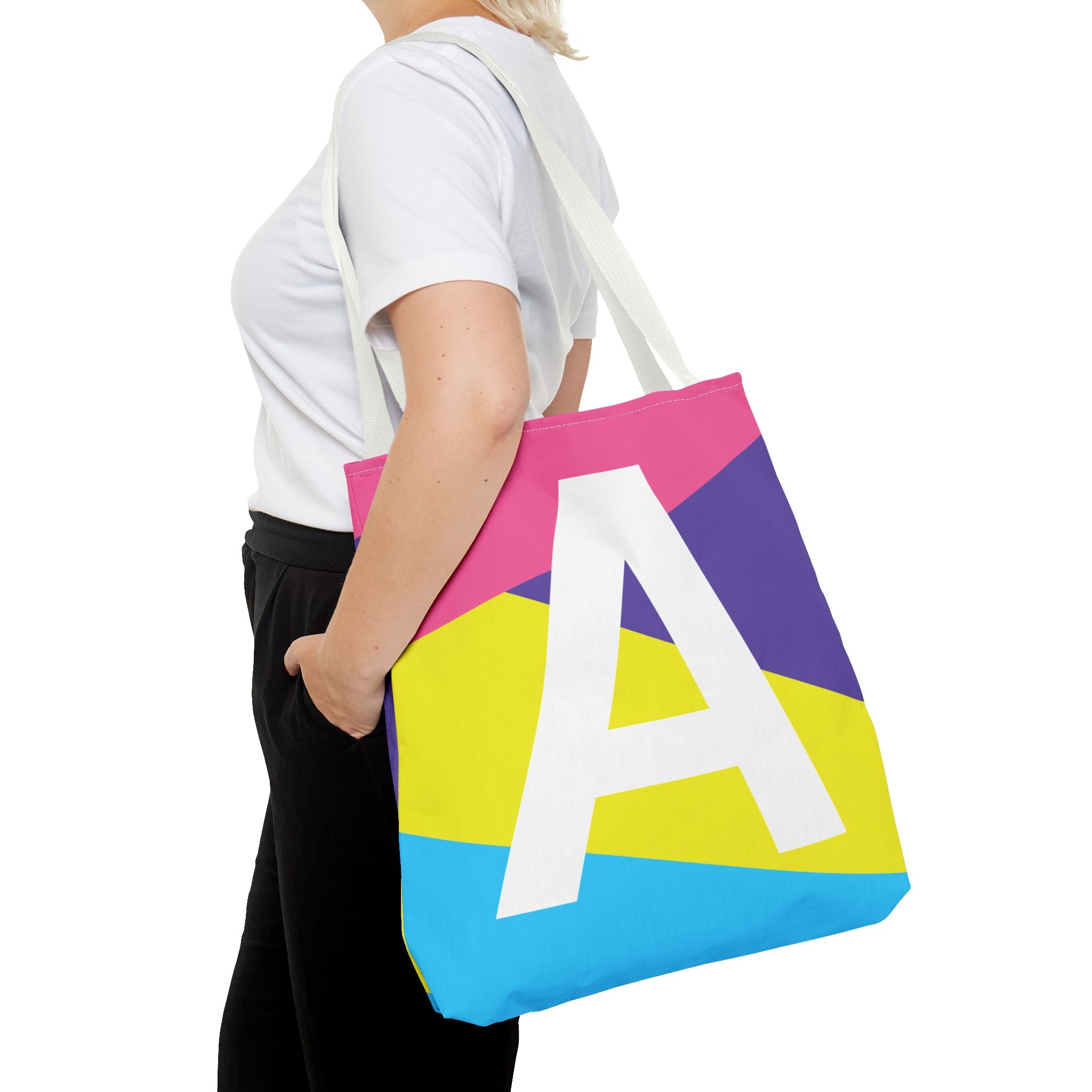 Monogram 'A' Colorblock Tote Bag — Personalized Initial A Shoulder Tote