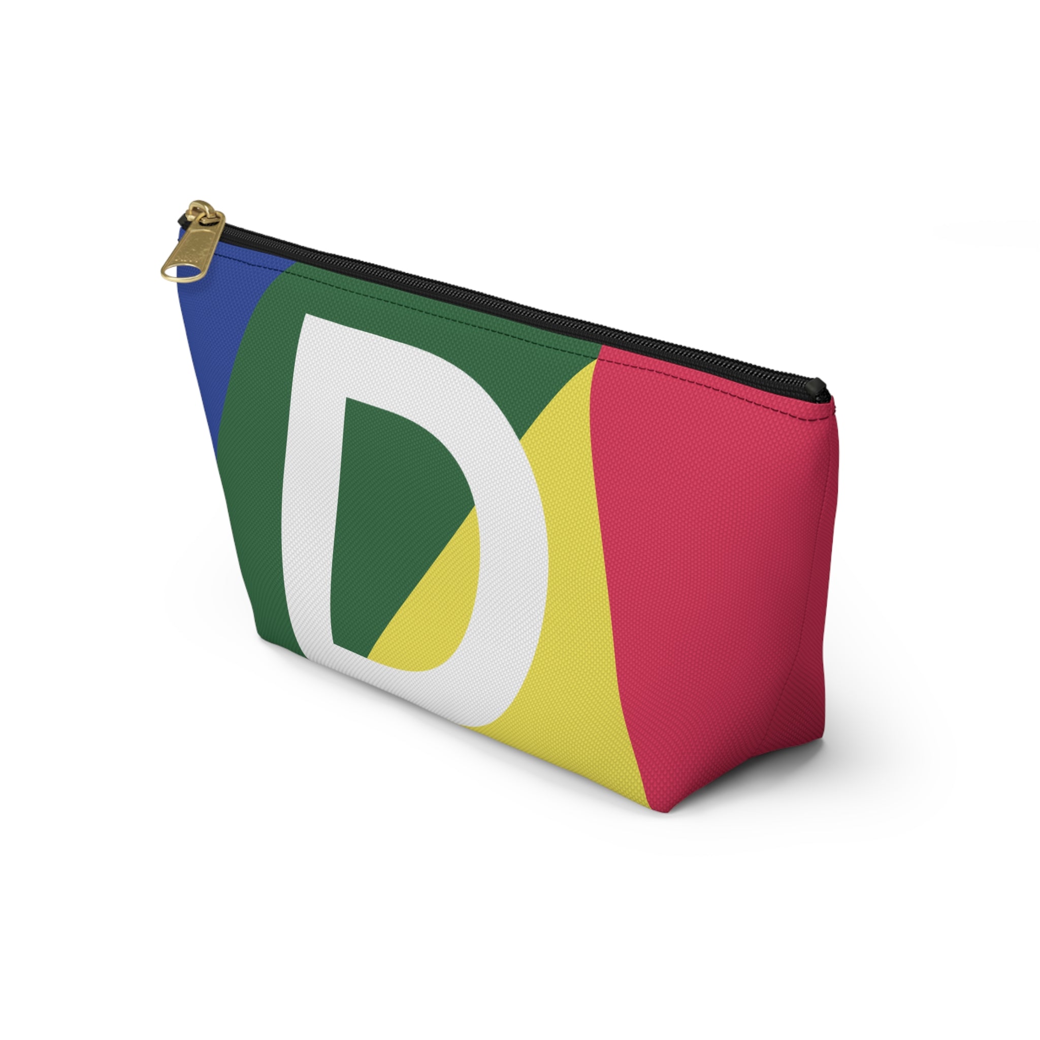 Initials Colorblock Accessory Pouch — Monogram D T-Bottom Cosmetic Bag