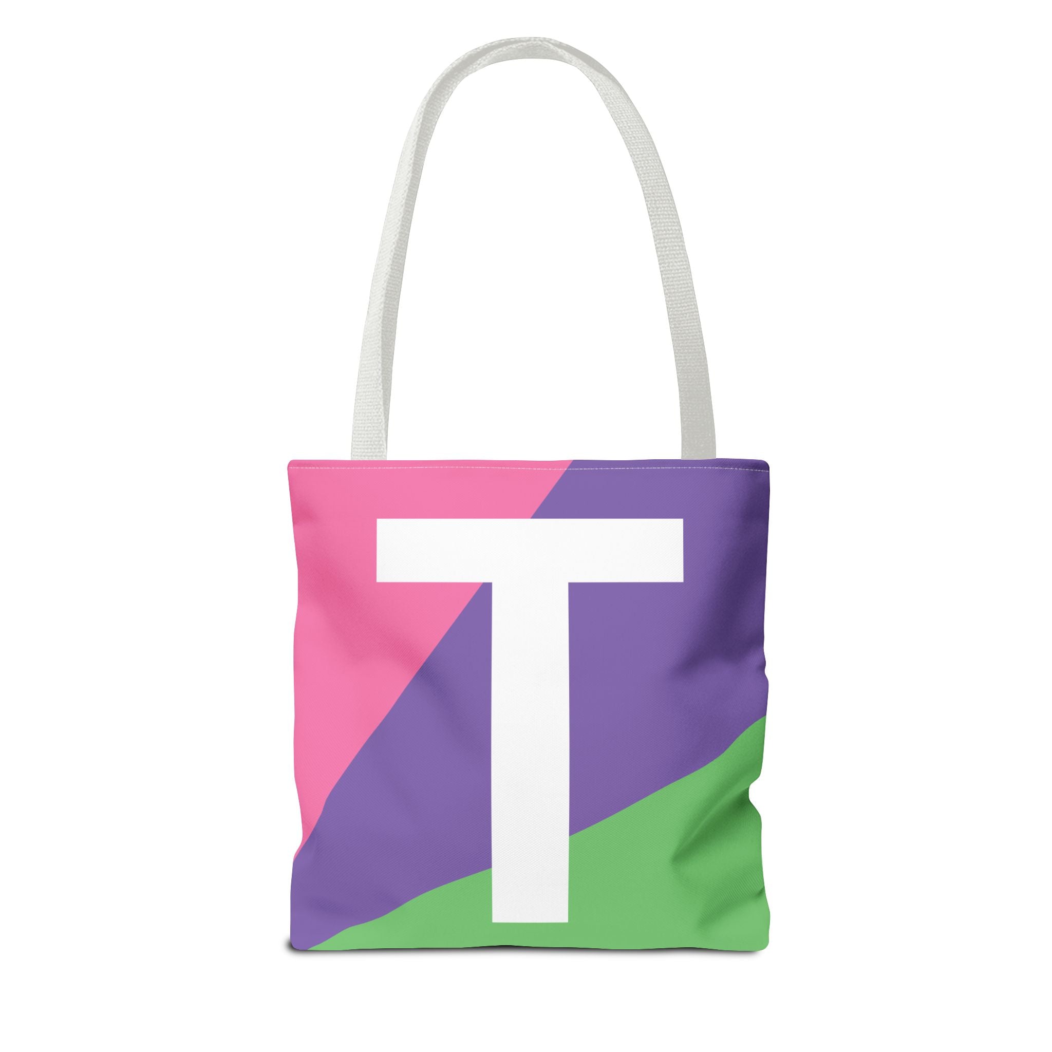 Monogram 'T' Colorblock Tote Bag — Personalized Initial T Shoulder Tote
