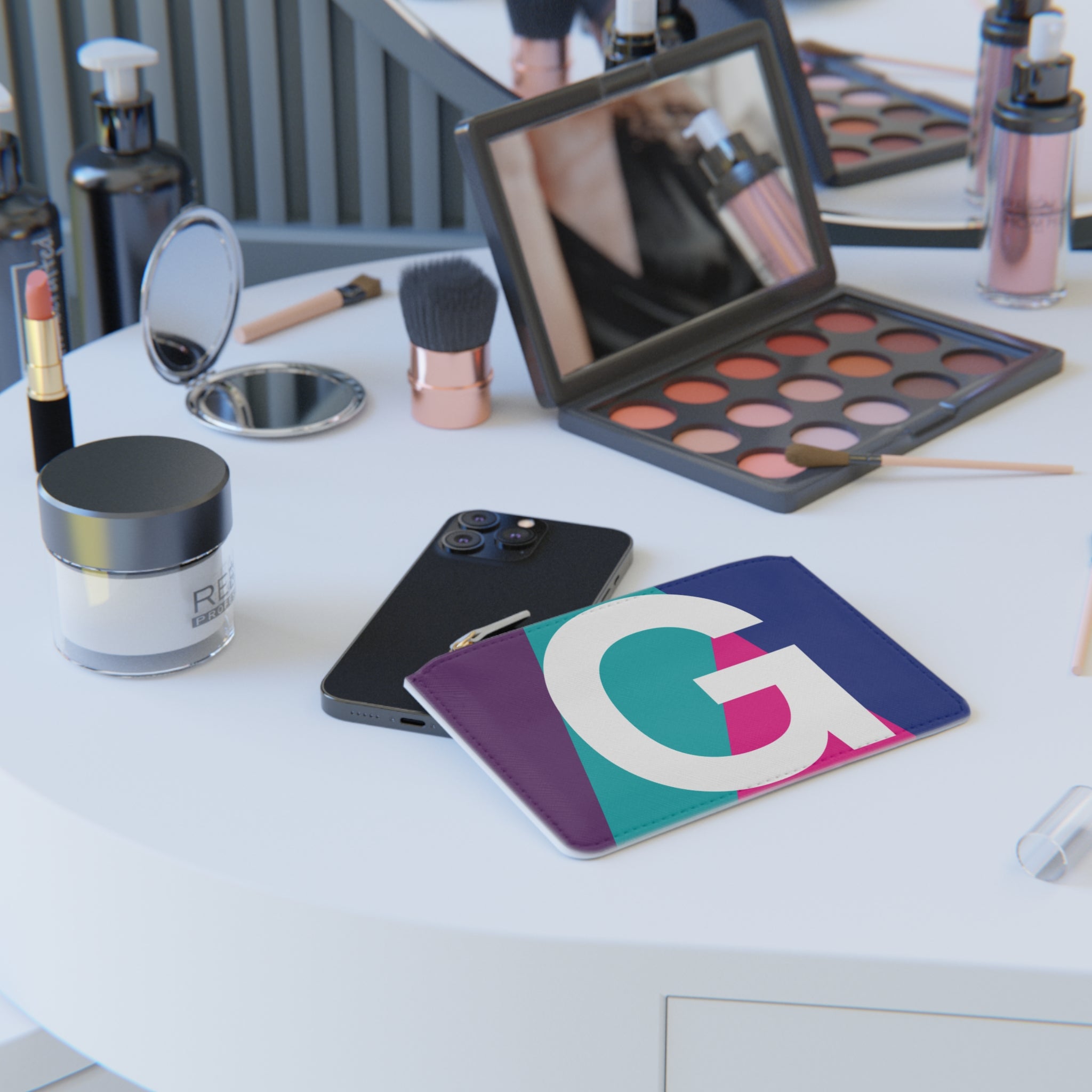 Initial G Mini Clutch — Colorblock Monogram Wristlet Wallet