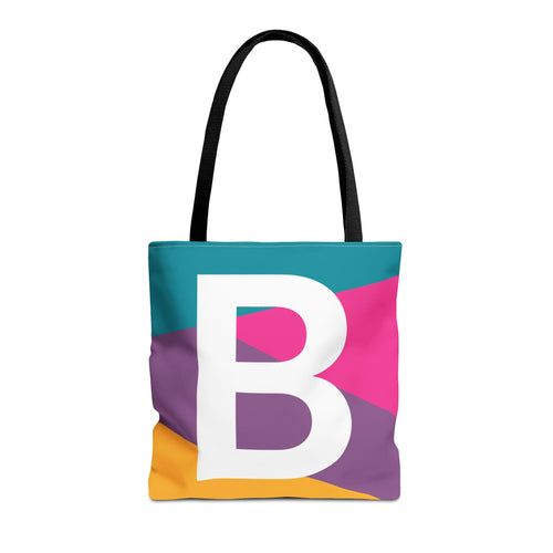 Monogram 'B' Colorblock Tote Bag — Personalized Initial A Shoulder Tote