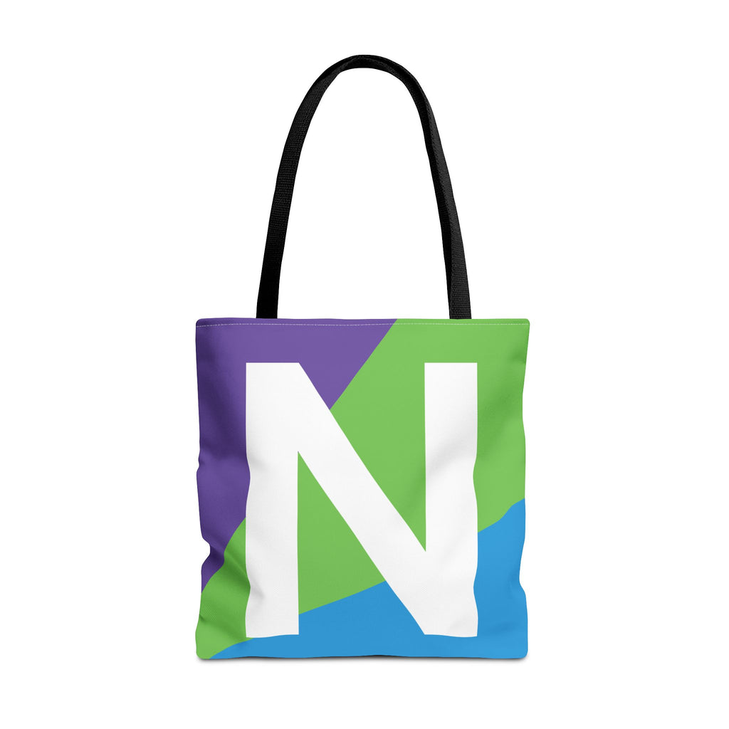 Monogram 'N' Colorblock Tote Bag — Personalized Initial N Shoulder Tote