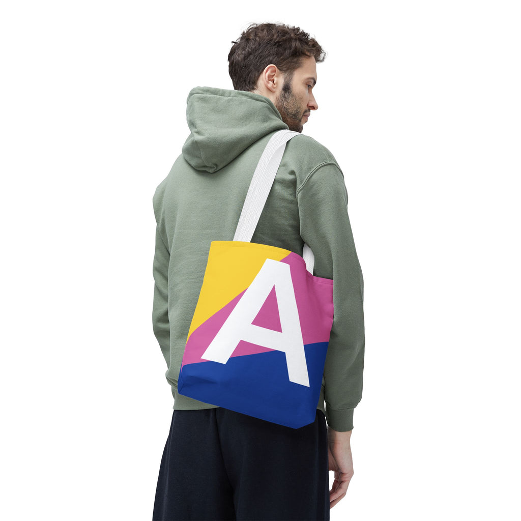 Monogram 'A' Colorblock Tote Bag — Personalized Initial A Shoulder Tote
