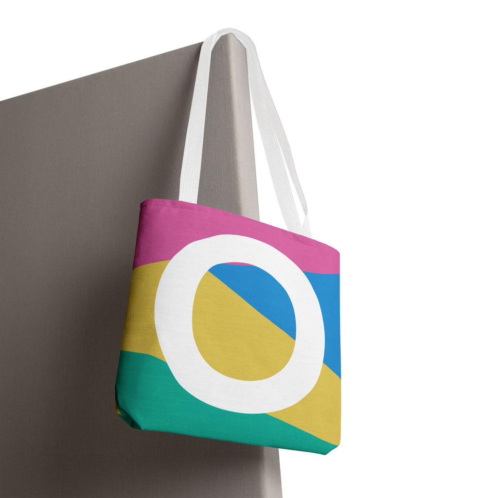 Monogram 'O' Colorblock Tote Bag — Personalized Initial O Shoulder Tote