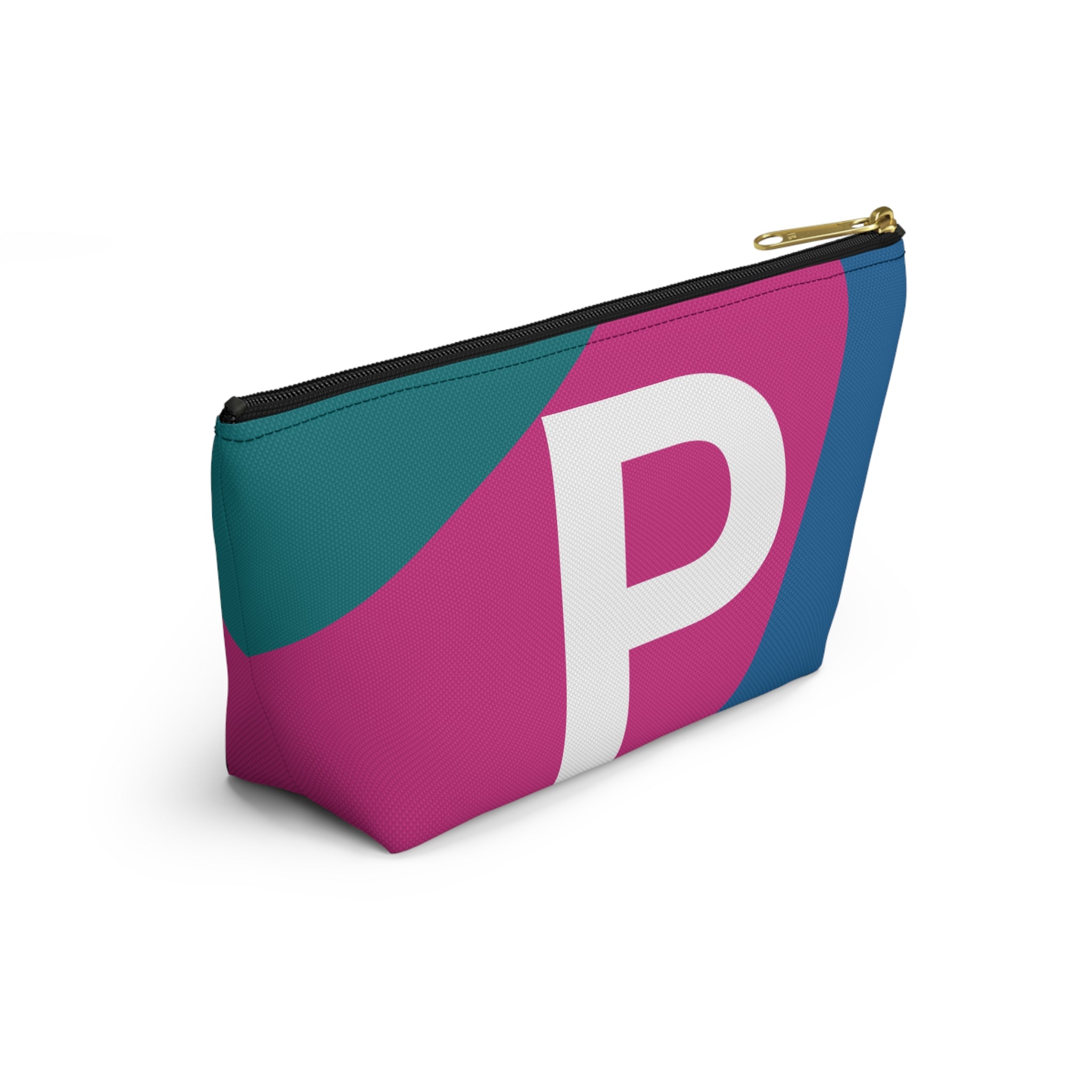 Initials Colorblock Accessory Pouch — Monogram P T-Bottom Cosmetic Bag