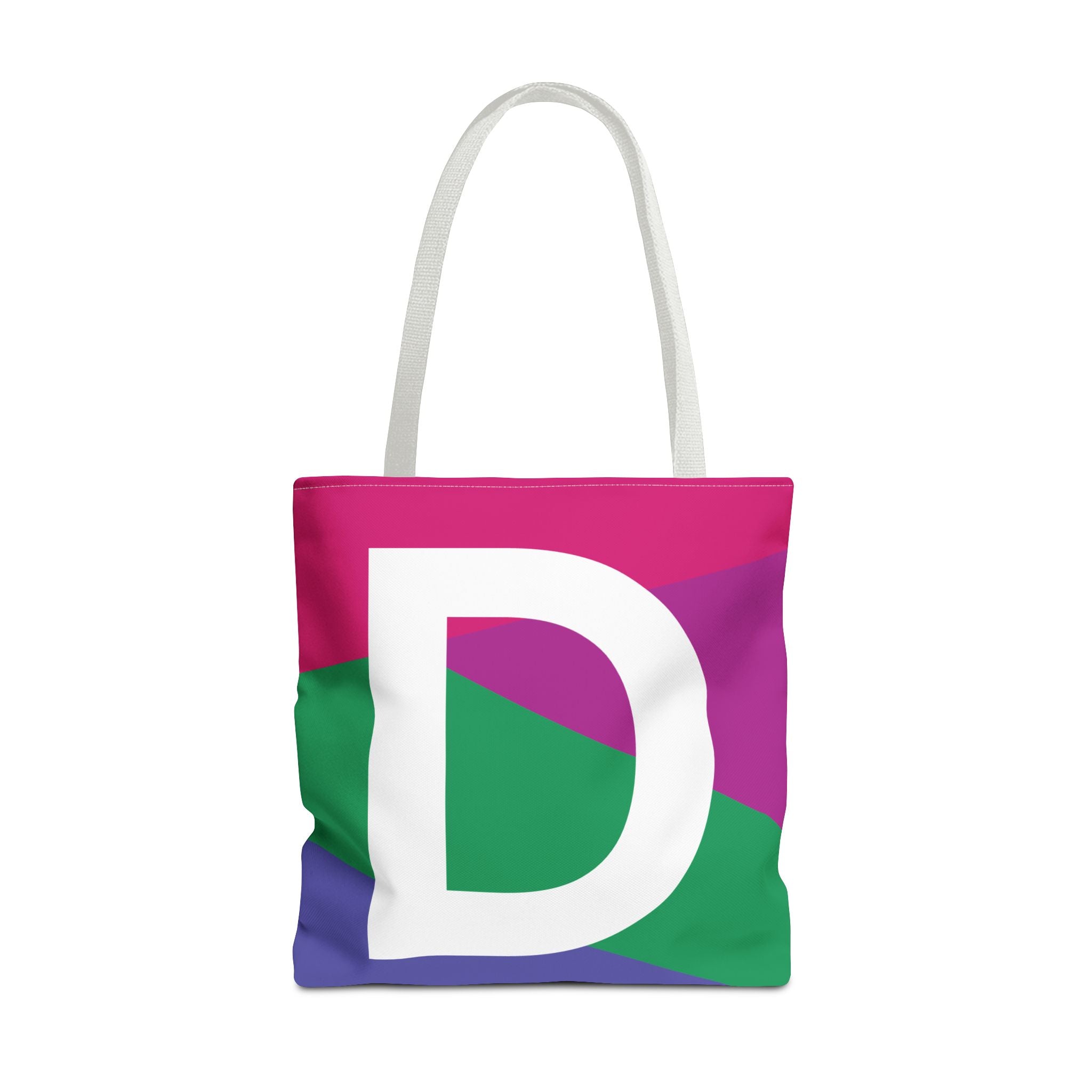 Monogram 'D' Colorblock Tote Bag — Personalized Initial D Shoulder Tote