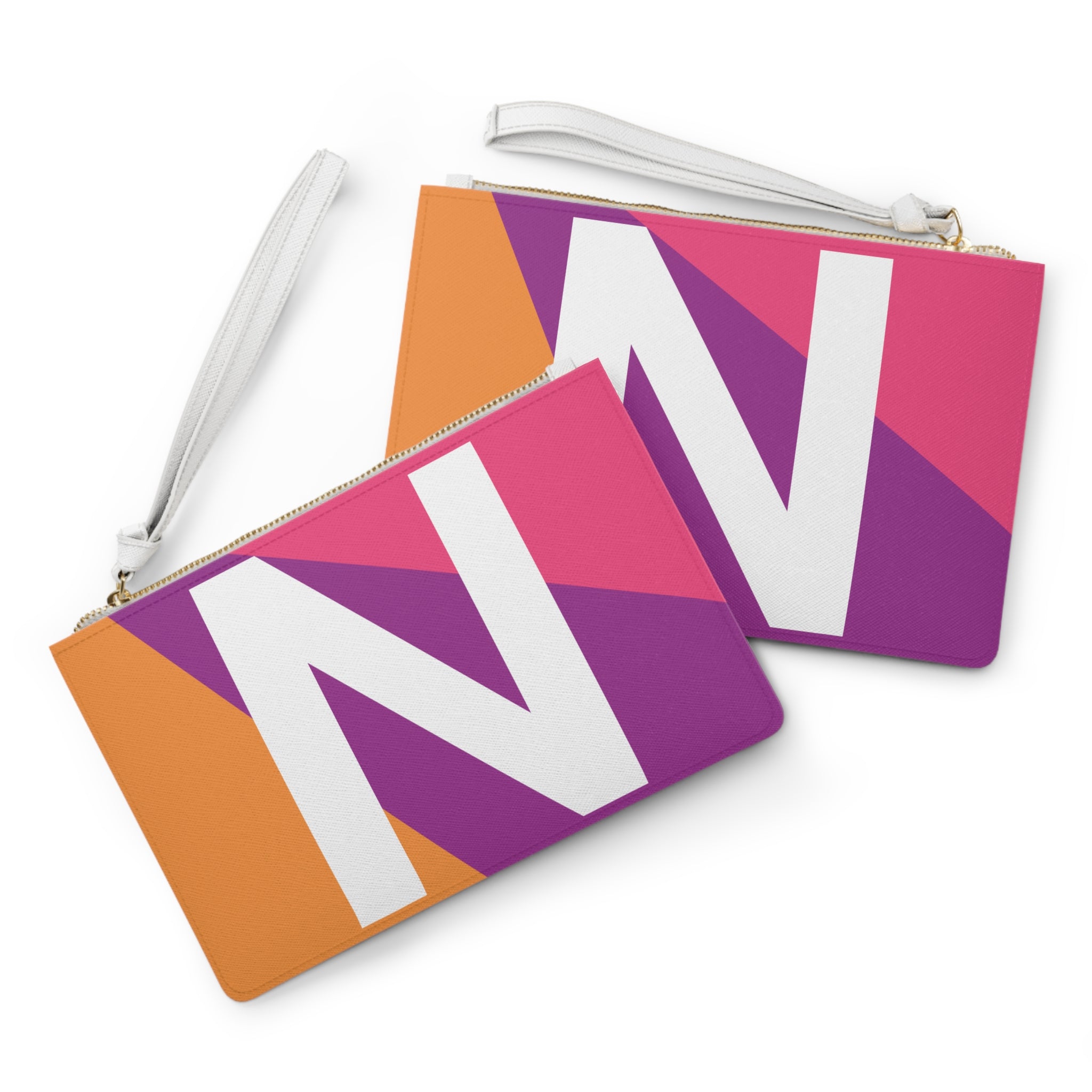 Monogram 'N' Colorblock Clutch Bag — Bold Geometric Wristlet for Everyday & Gifts