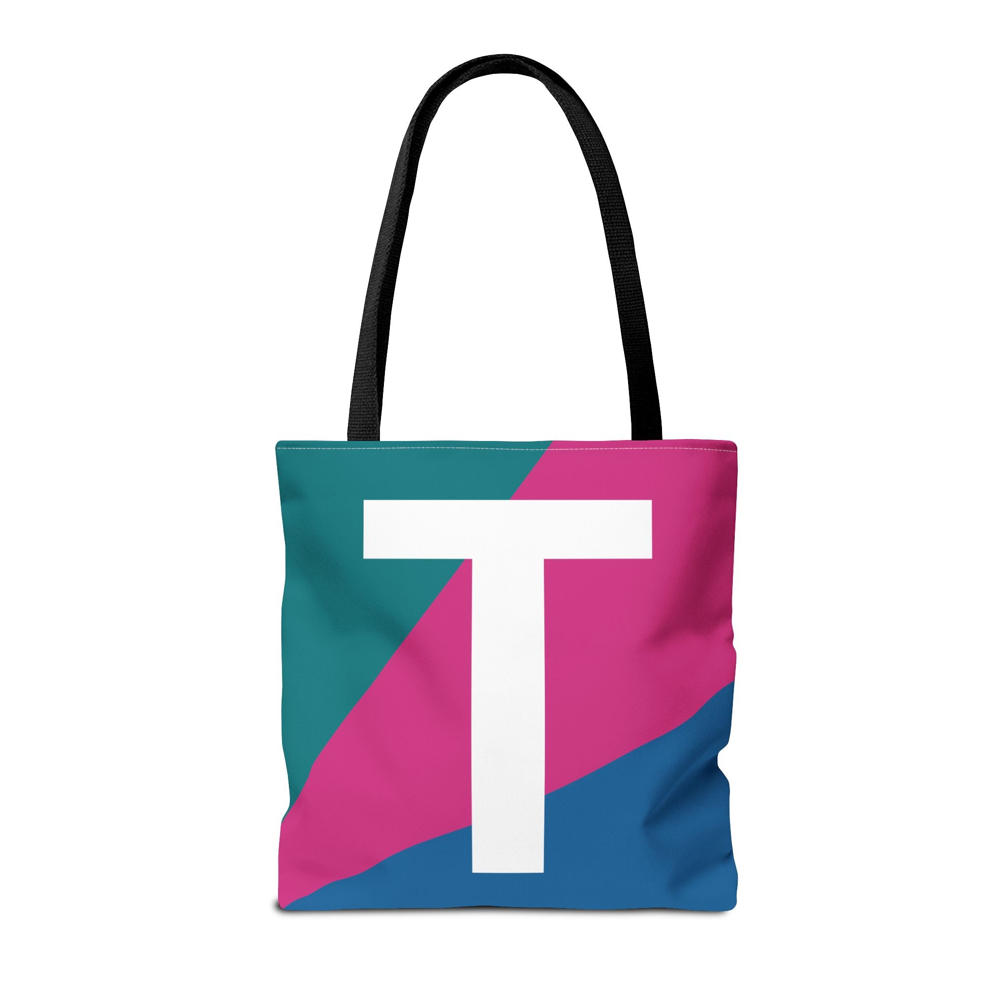 Monogram 'T' Colorblock Tote Bag — Personalized Initial T Shoulder Tote