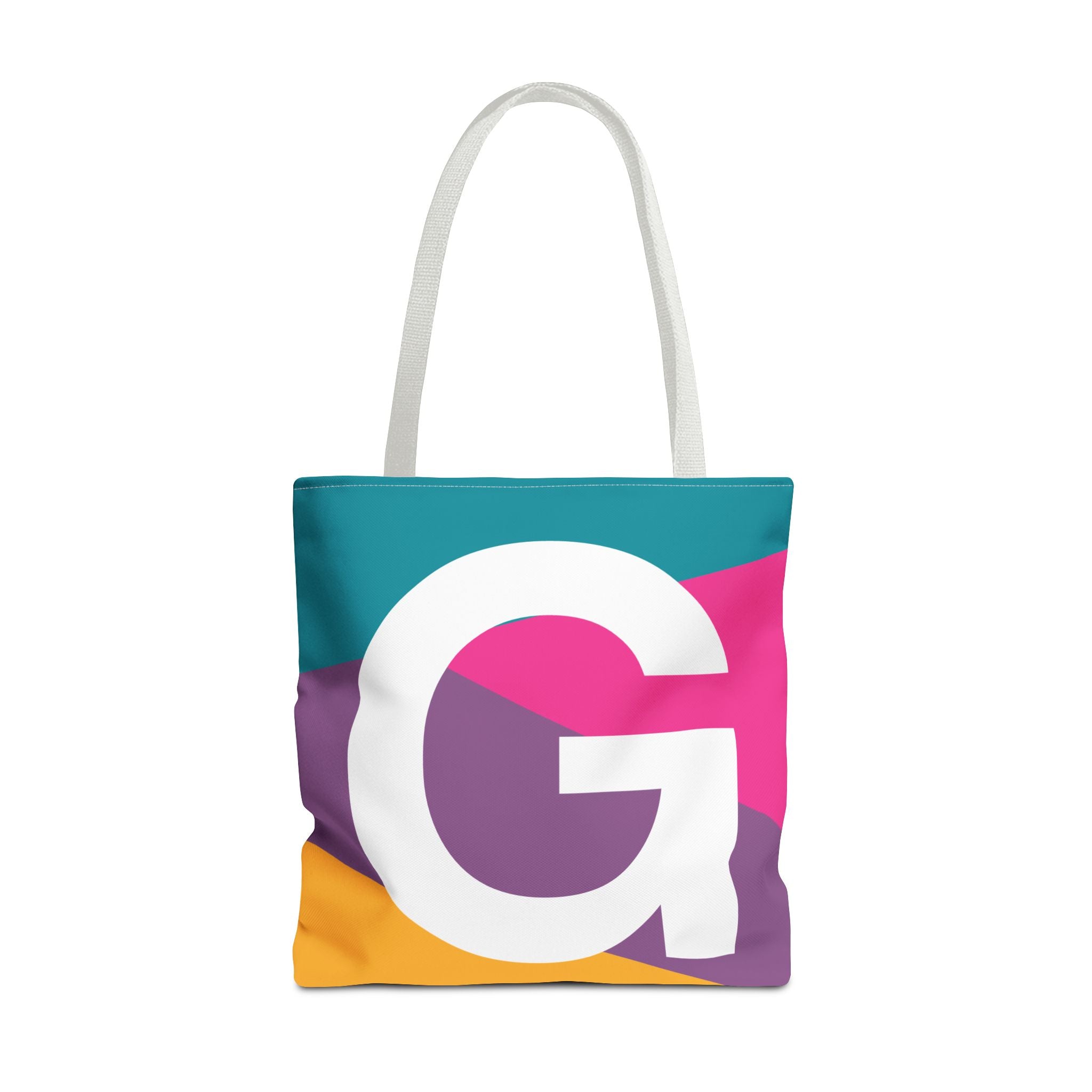 Monogram 'G' Colorblock Tote Bag — Personalized Initial G Shoulder Tote