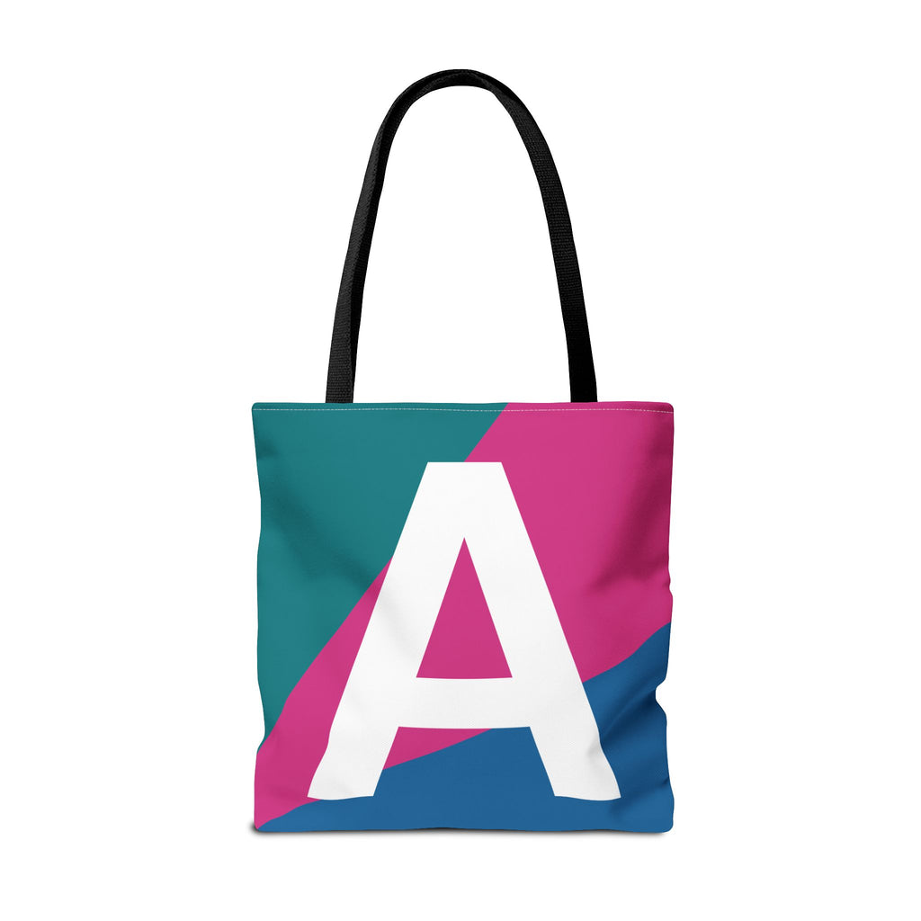 Monogram 'A' Colorblock Tote Bag — Personalized Initial A Shoulder Tote