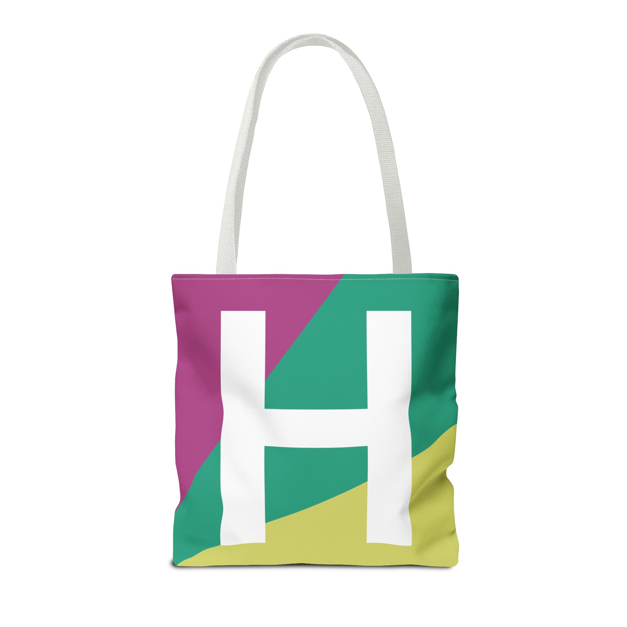 Monogram 'H' Colorblock Tote Bag — Personalized Initial H Shoulder Tote