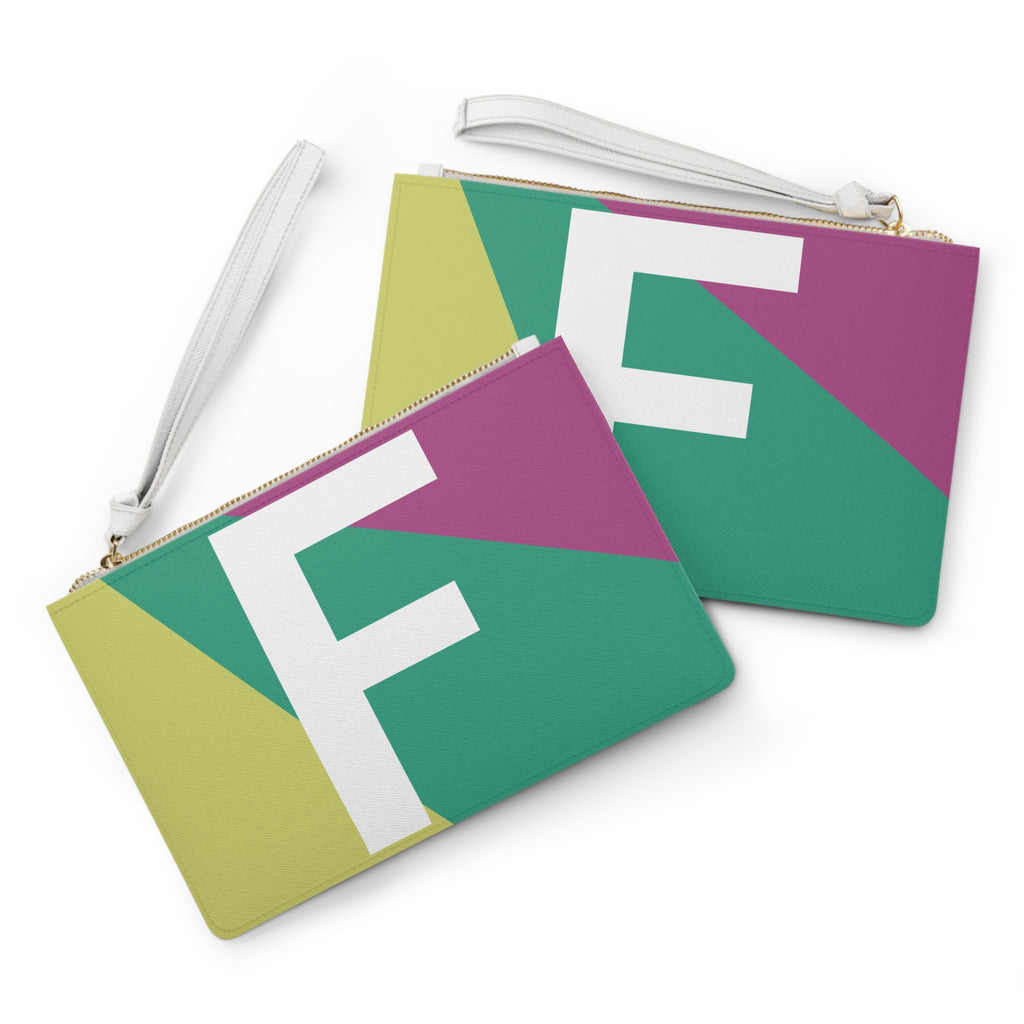 Monogram 'F' Colorblock Clutch Bag — Bold Geometric Wristlet for Everyday & Gifts