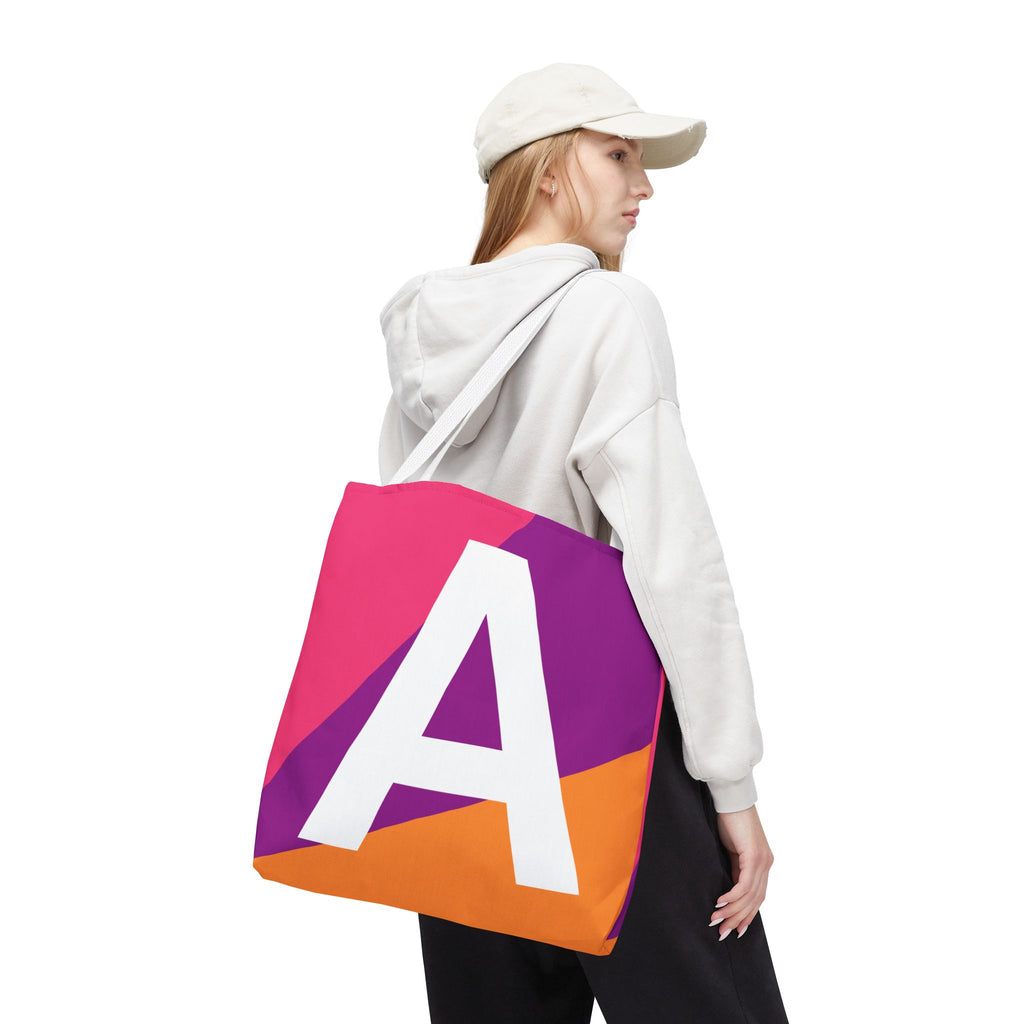 Monogram 'A' Colorblock Tote Bag — Personalized Initial A Shoulder Tote