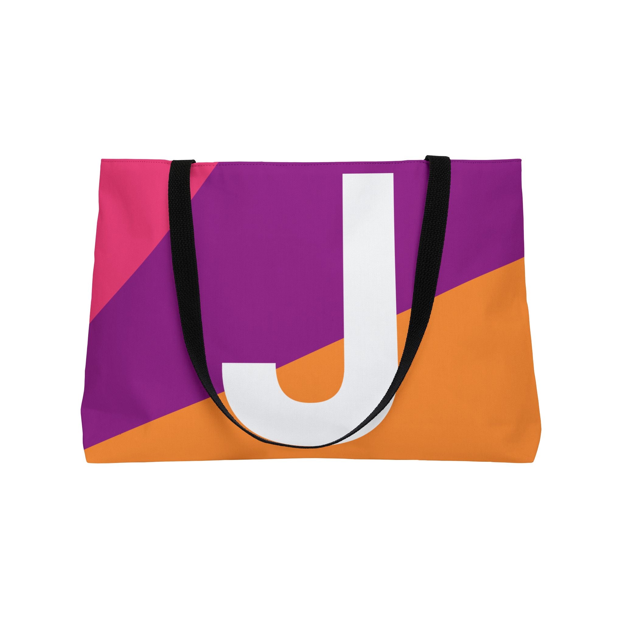 Personalized 'J' Colorblock Tote Bag — Monogram Weekender Tote