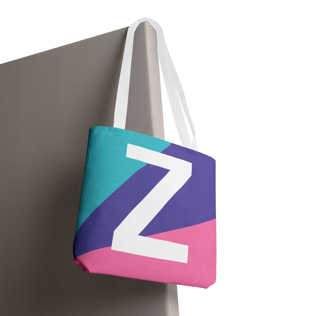 Monogram 'Z' Colorblock Tote Bag — Personalized Initial Z Shoulder Tote