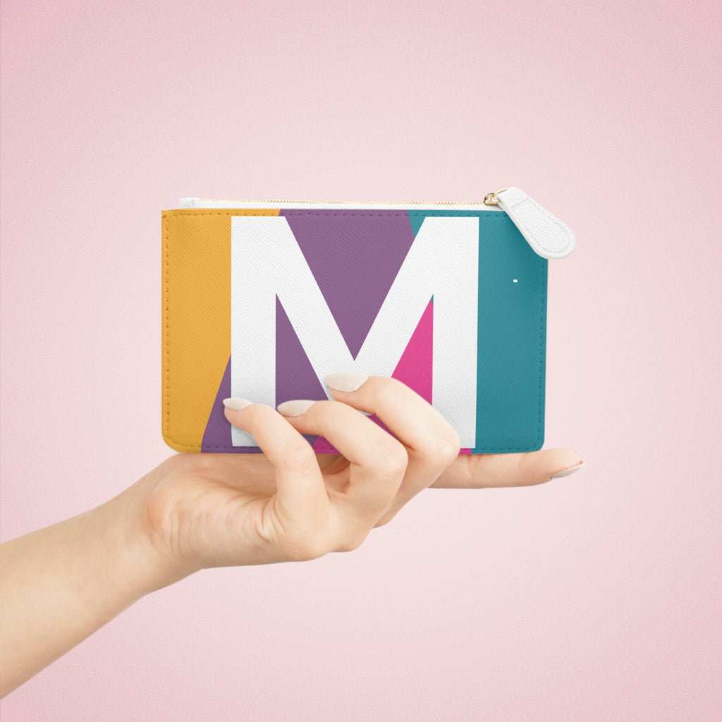 Initial M Mini Clutch — Colorblock Monogram Wristlet Wallet