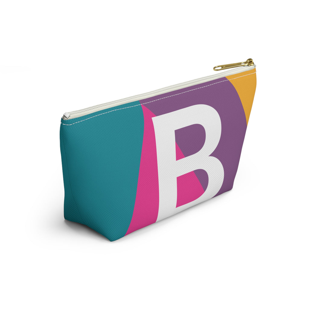 Initials Colorblock Accessory Pouch — Monogram B T-Bottom Cosmetic Bag