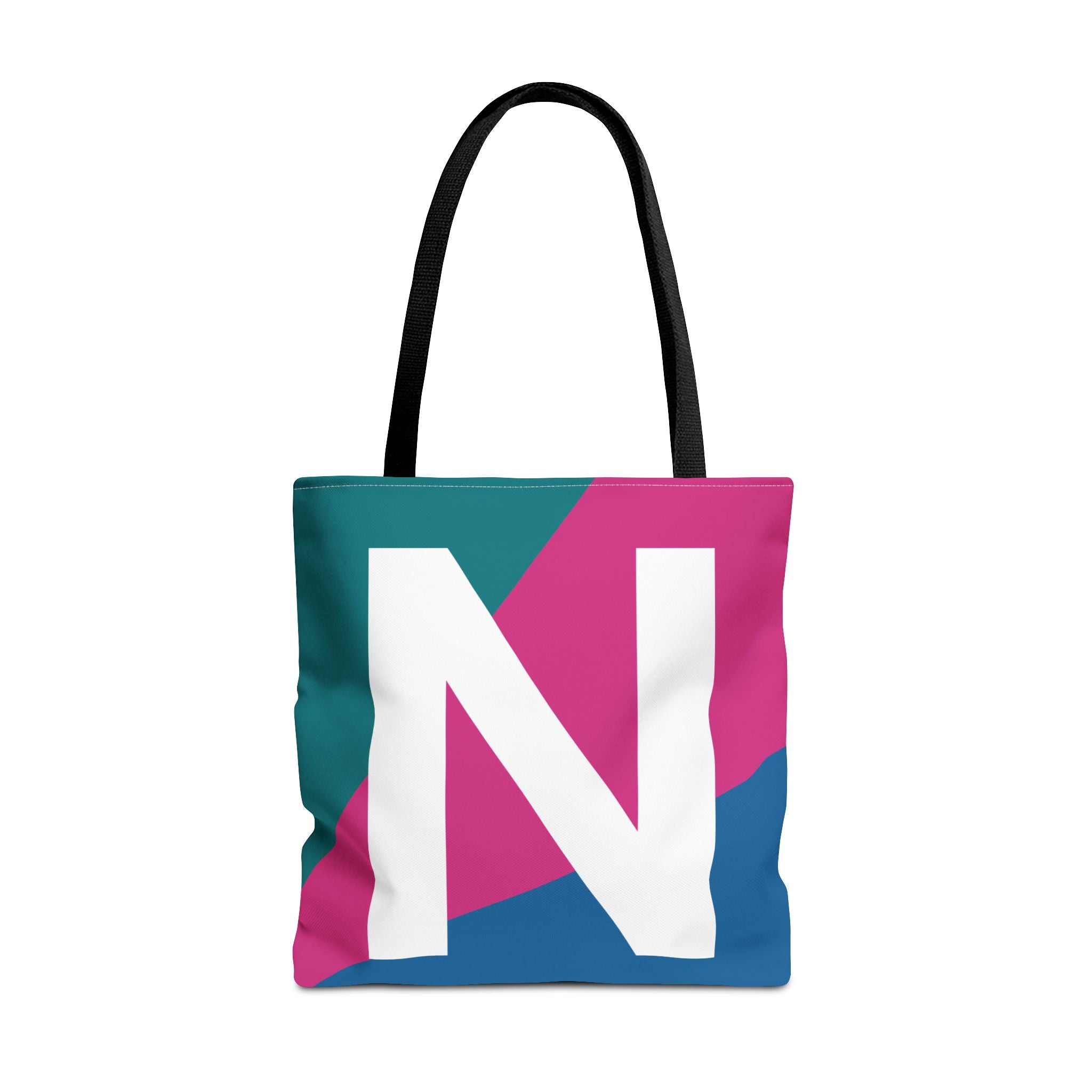 Monogram 'N' Colorblock Tote Bag — Personalized Initial N Shoulder Tote
