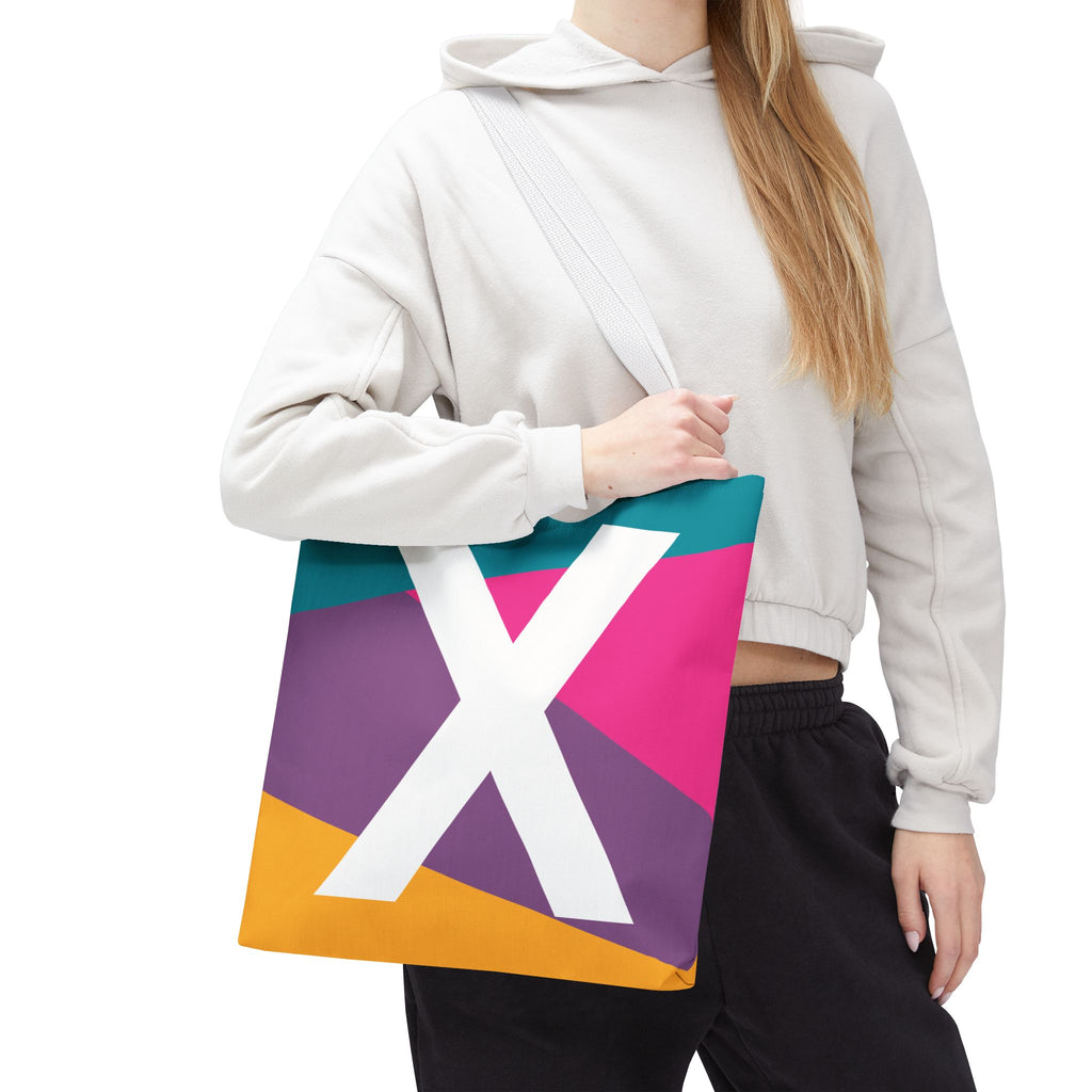 Monogram 'X' Colorblock Tote Bag — Personalized Initial X Shoulder Tote