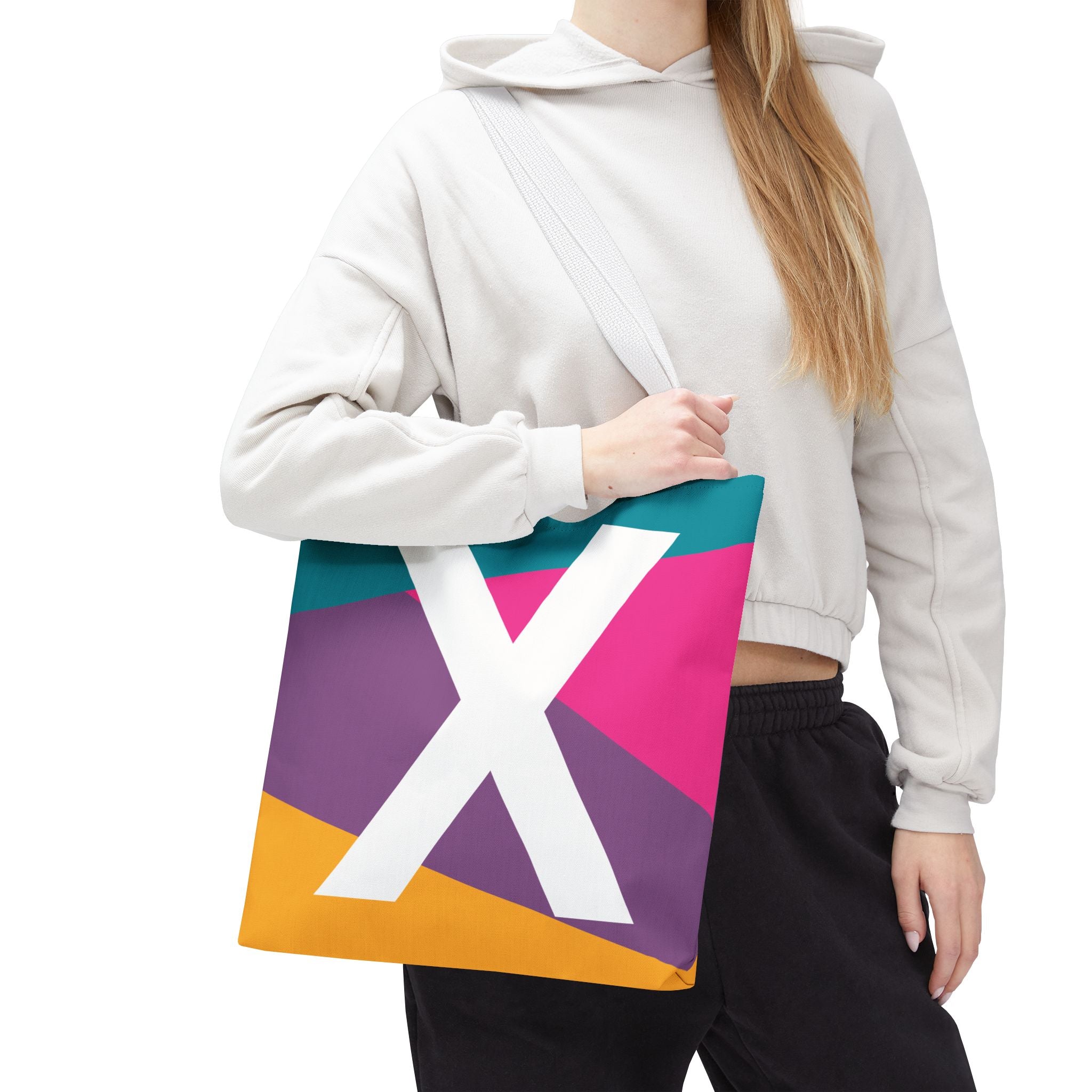 Monogram 'X' Colorblock Tote Bag — Personalized Initial X Shoulder Tote