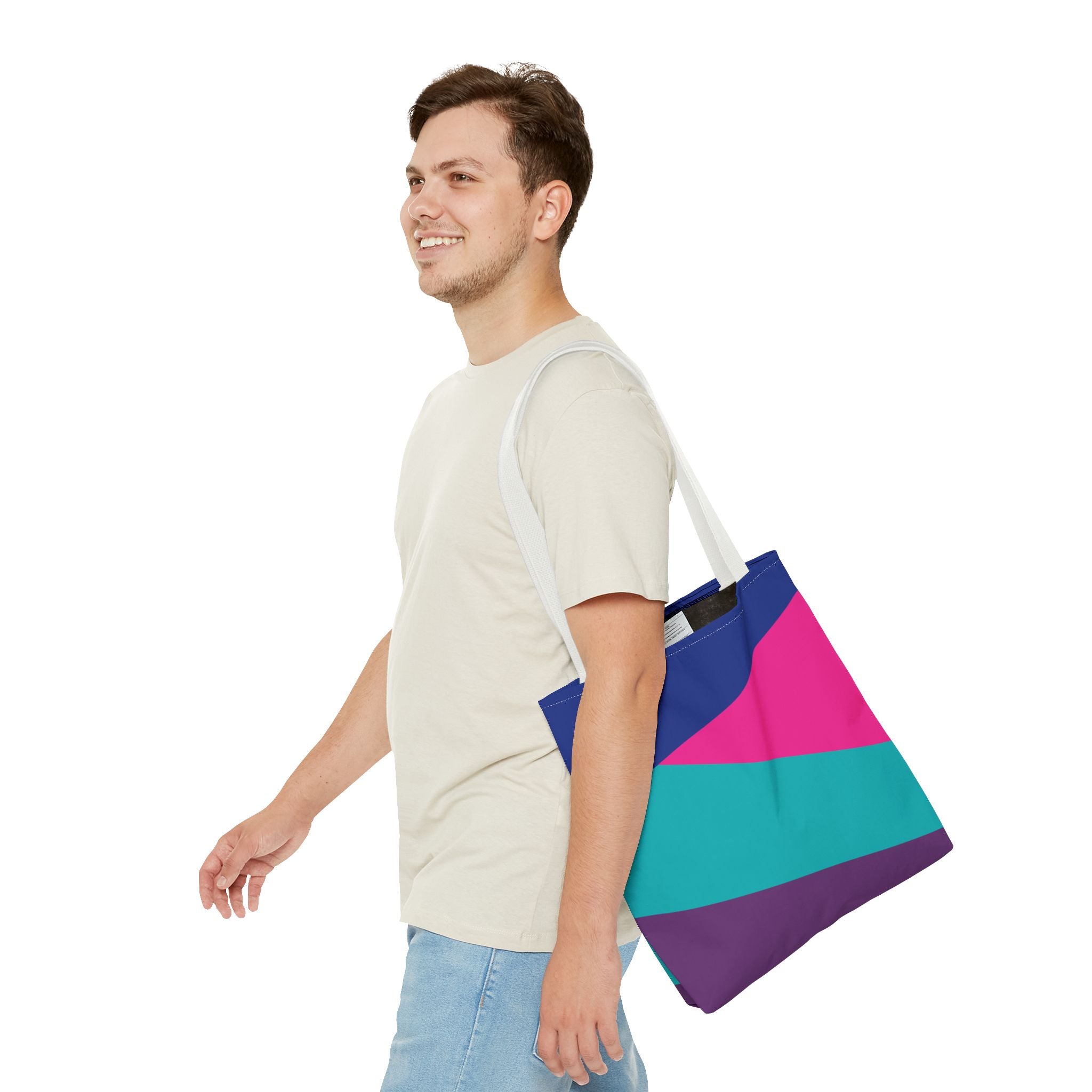 Retro 80s & 90s Inspired Color Block Tote Bag | Stylish Everyday Canvas Shoulder Bag