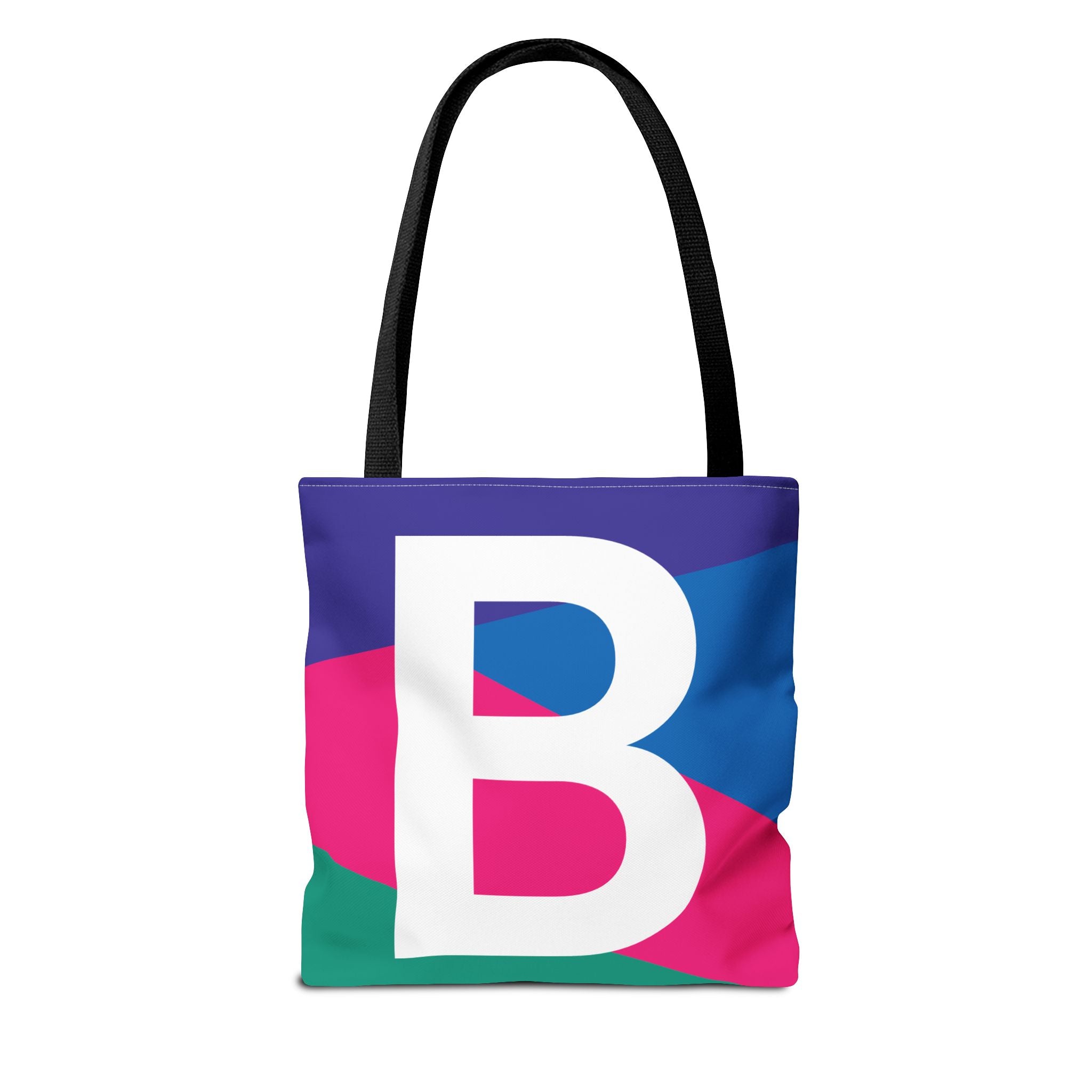 Monogram 'B' Colorblock Tote Bag — Personalized Initial B Shoulder Tote