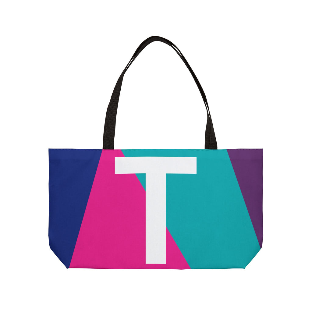 Personalized 'T' Colorblock Tote Bag — Monogram Weekender Tote