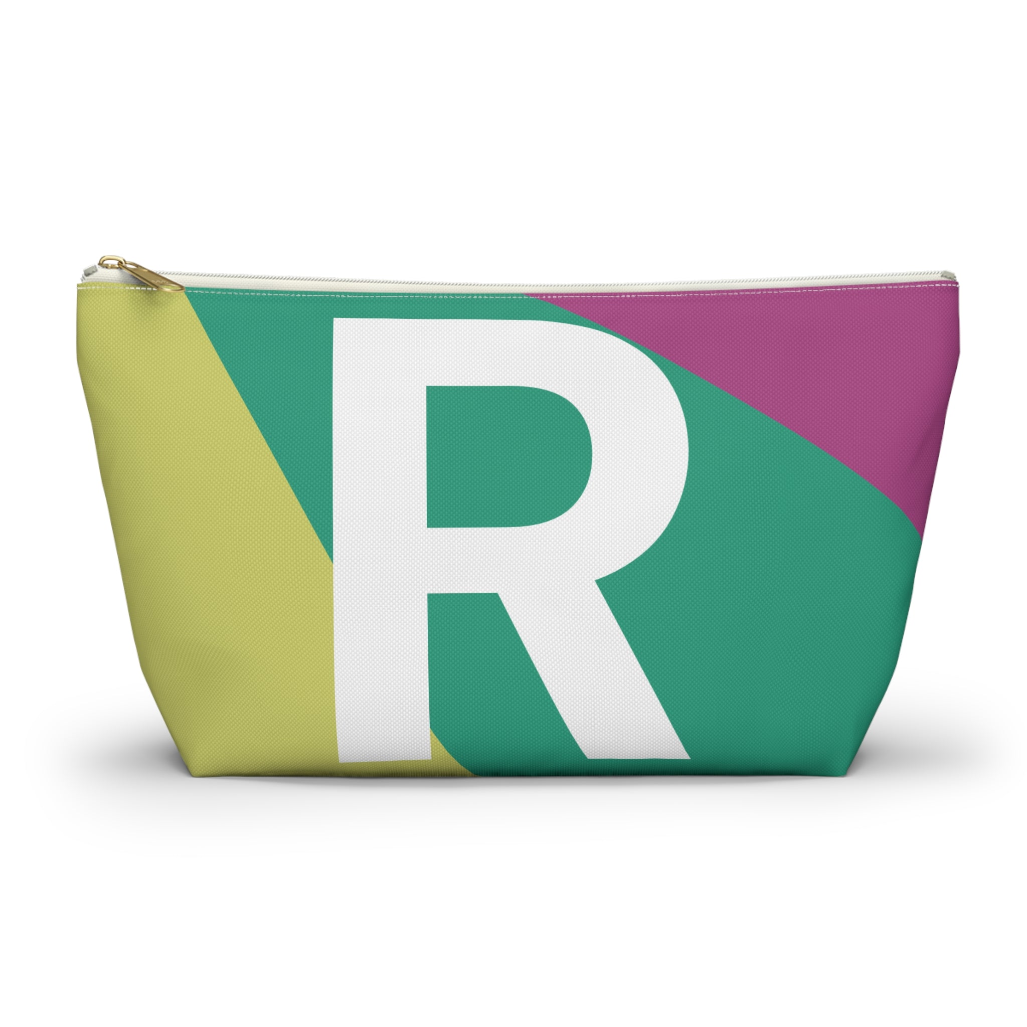 Initials Colorblock Accessory Pouch — Monogram R T-Bottom Cosmetic Bag
