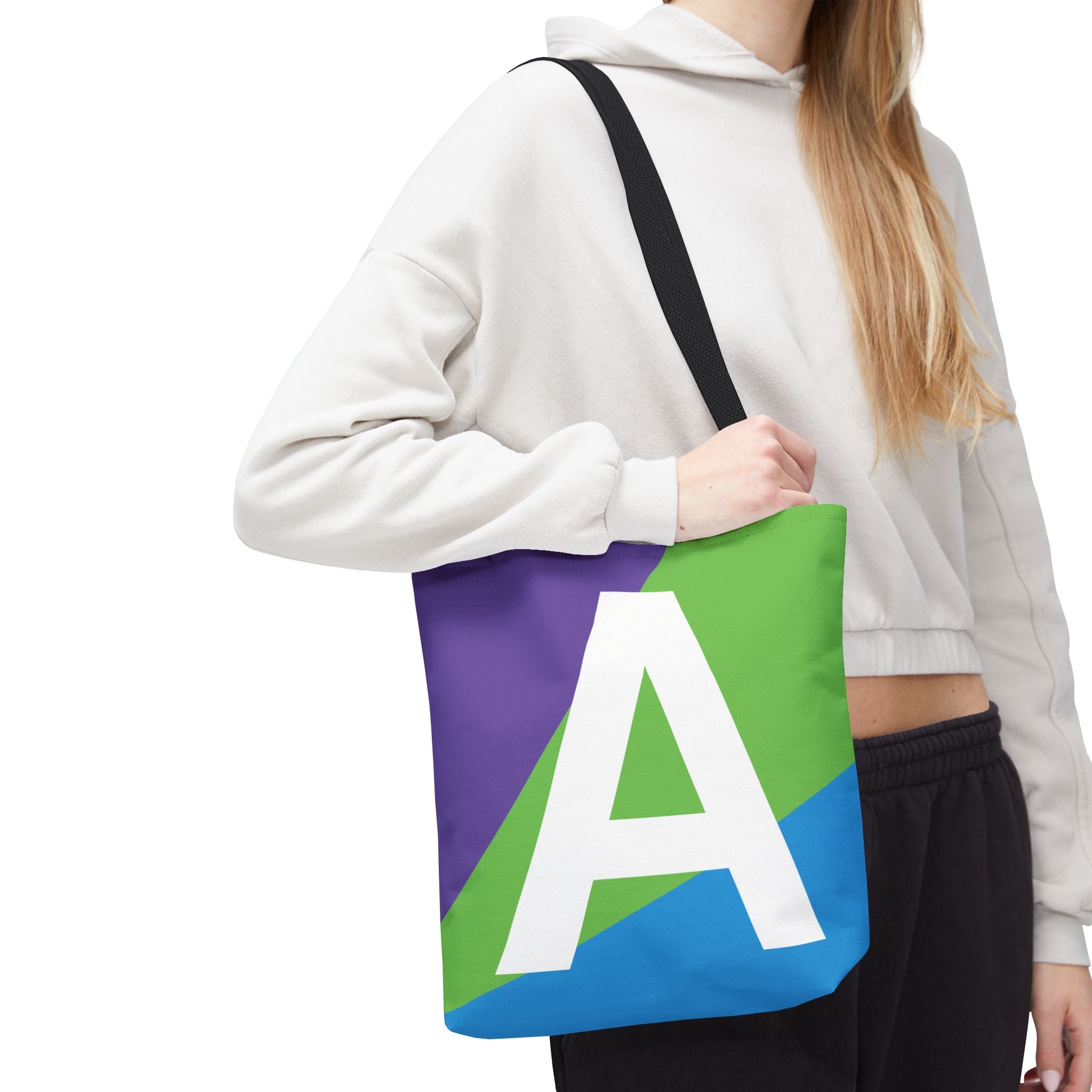 Monogram 'A' Colorblock Tote Bag — Personalized Initial A Shoulder Tote