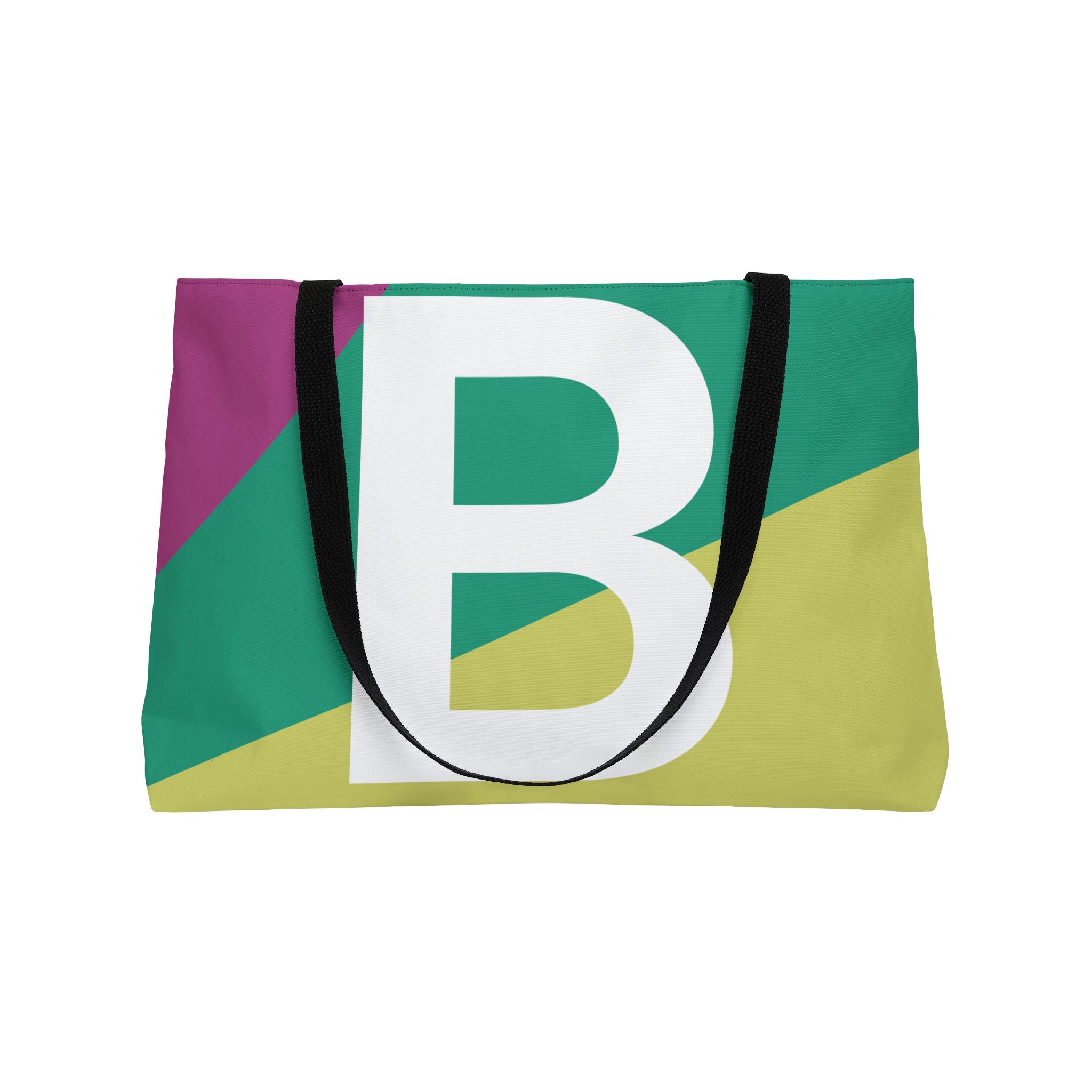 Personalized 'B' Colorblock Tote Bag — Monogram Weekender Tote