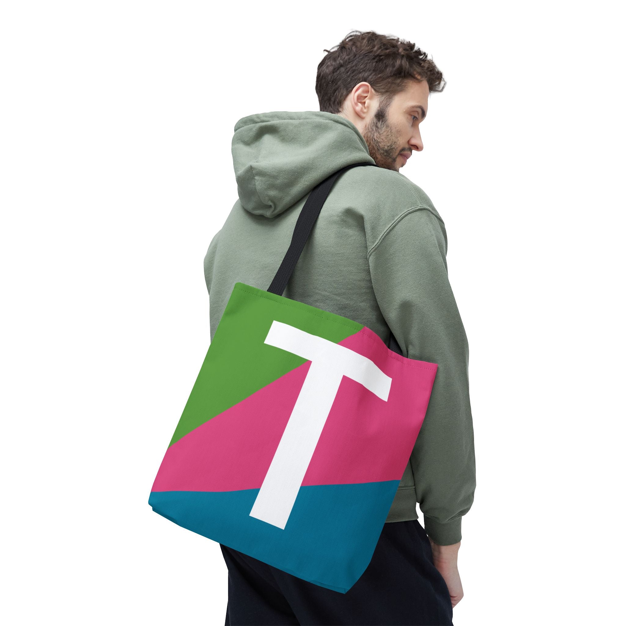 Monogram 'T' Colorblock Tote Bag — Personalized Initial T Shoulder Tote