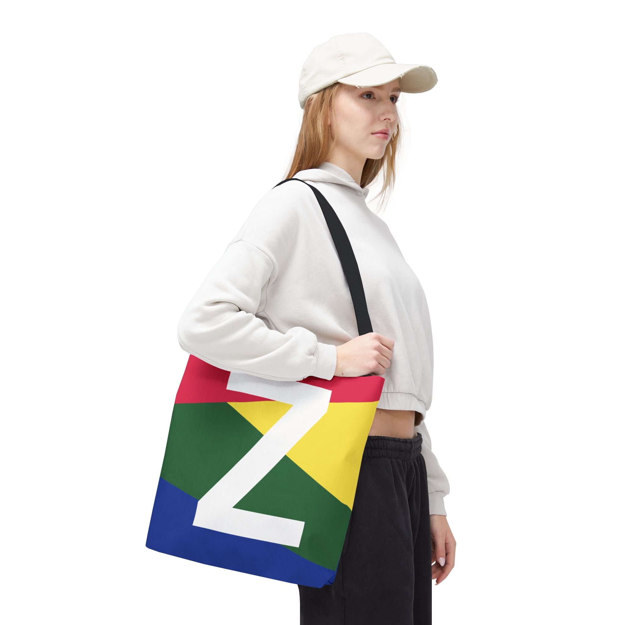 Monogram 'Z' Colorblock Tote Bag — Personalized Initial Z Shoulder Tote
