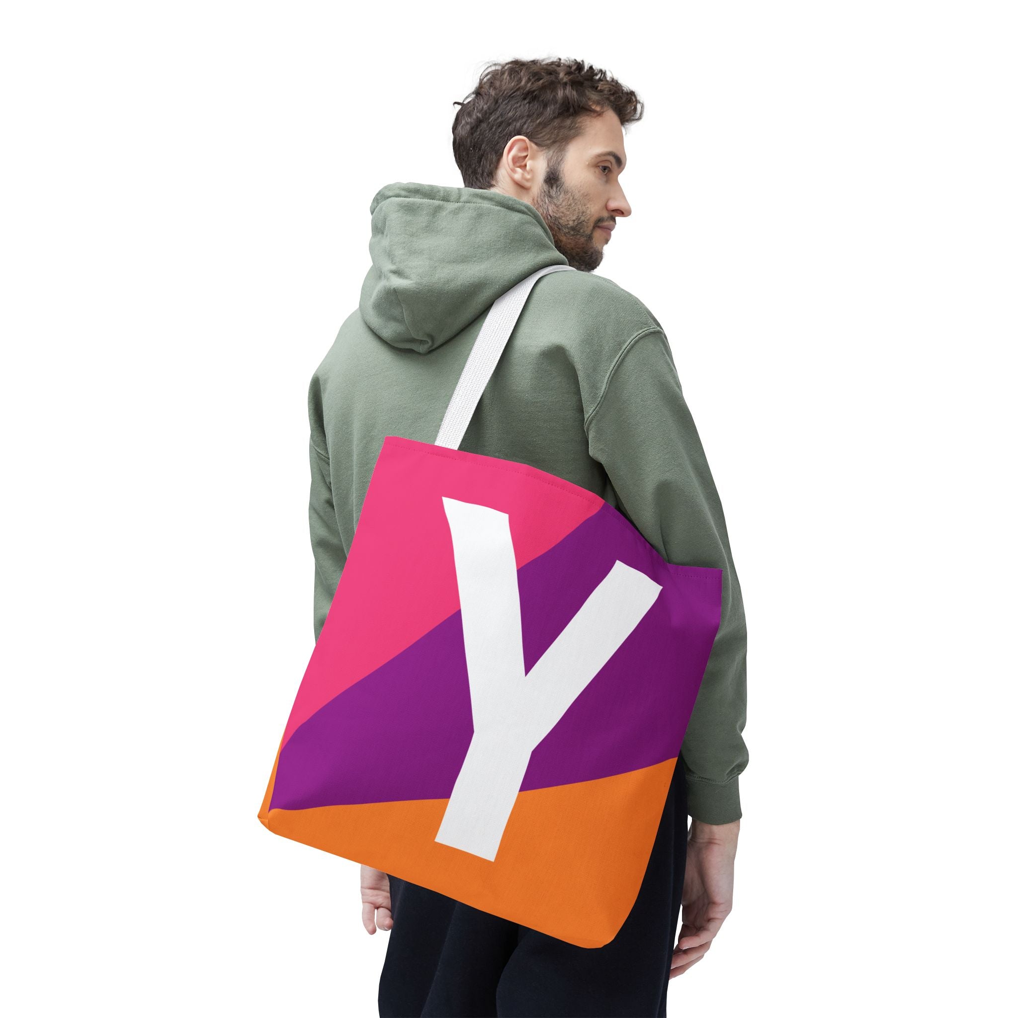 Monogram 'Y' Colorblock Tote Bag — Personalized Initial Y Shoulder Tote