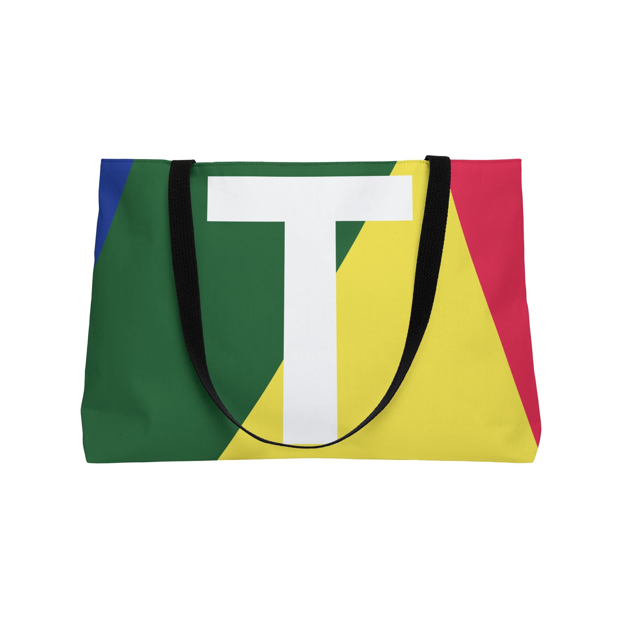 Personalized 'T' Colorblock Tote Bag — Monogram Weekender Tote