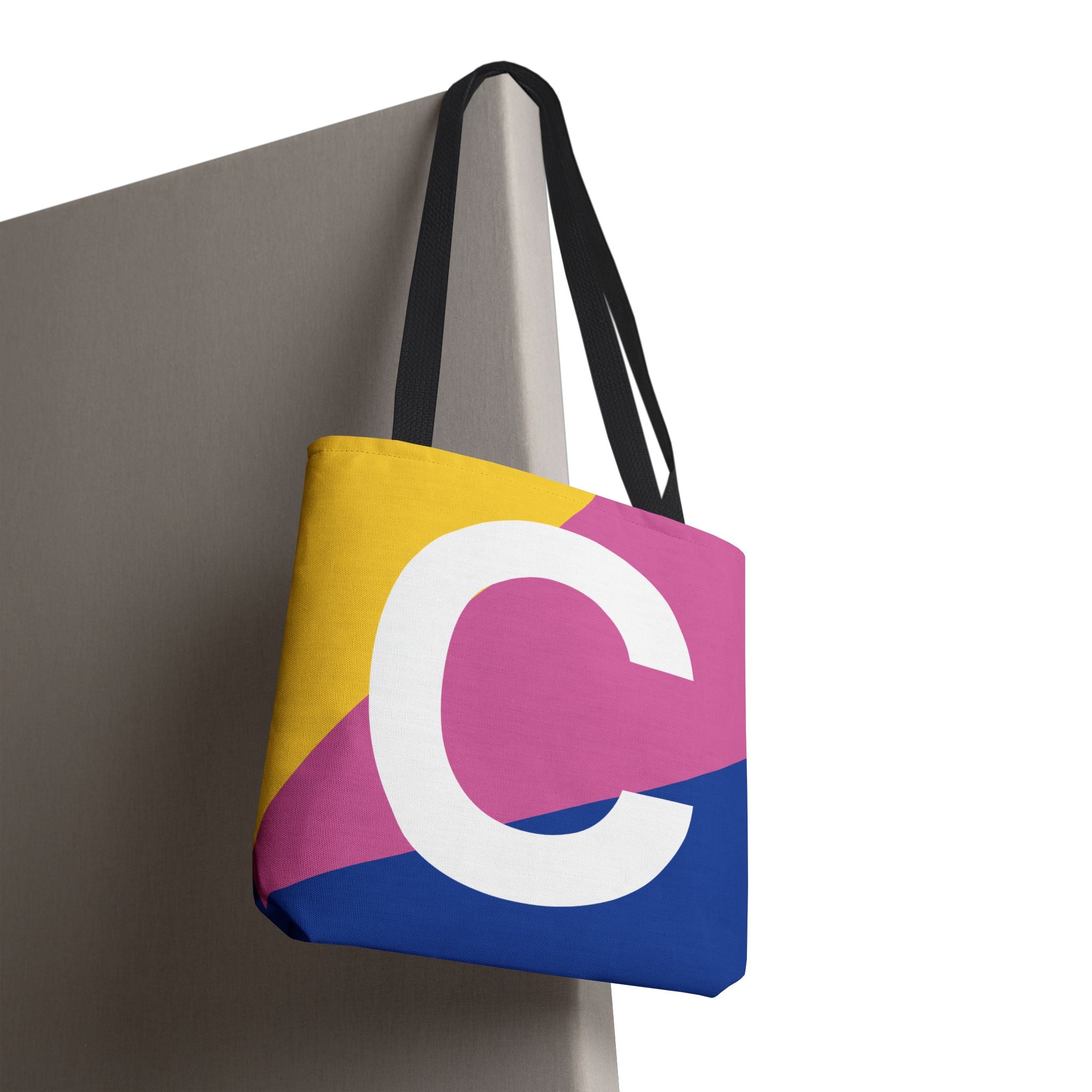 Monogram 'C' Colorblock Tote Bag — Personalized Initial C Shoulder Tote
