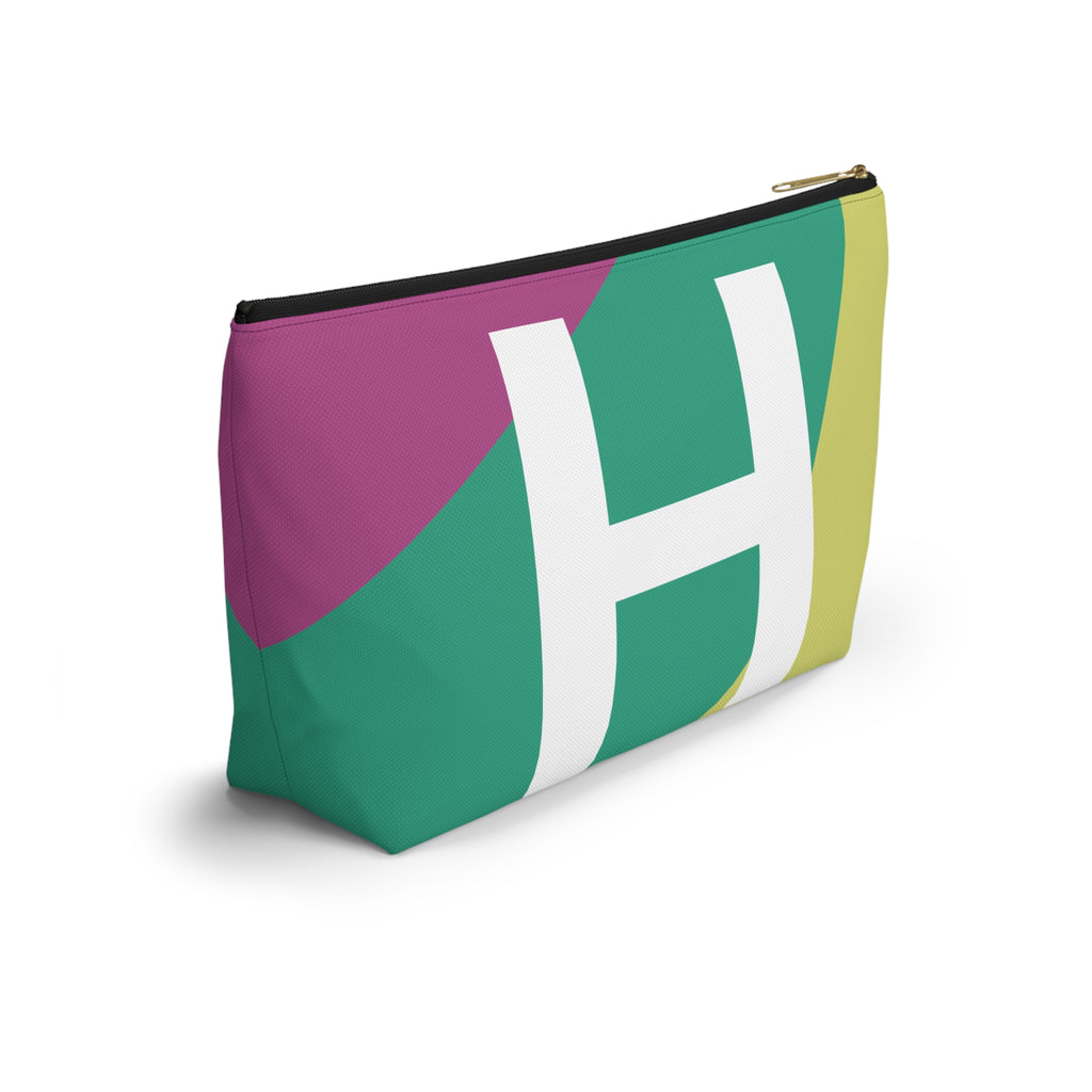 Initials Colorblock Accessory Pouch — Monogram H T-Bottom Cosmetic Bag