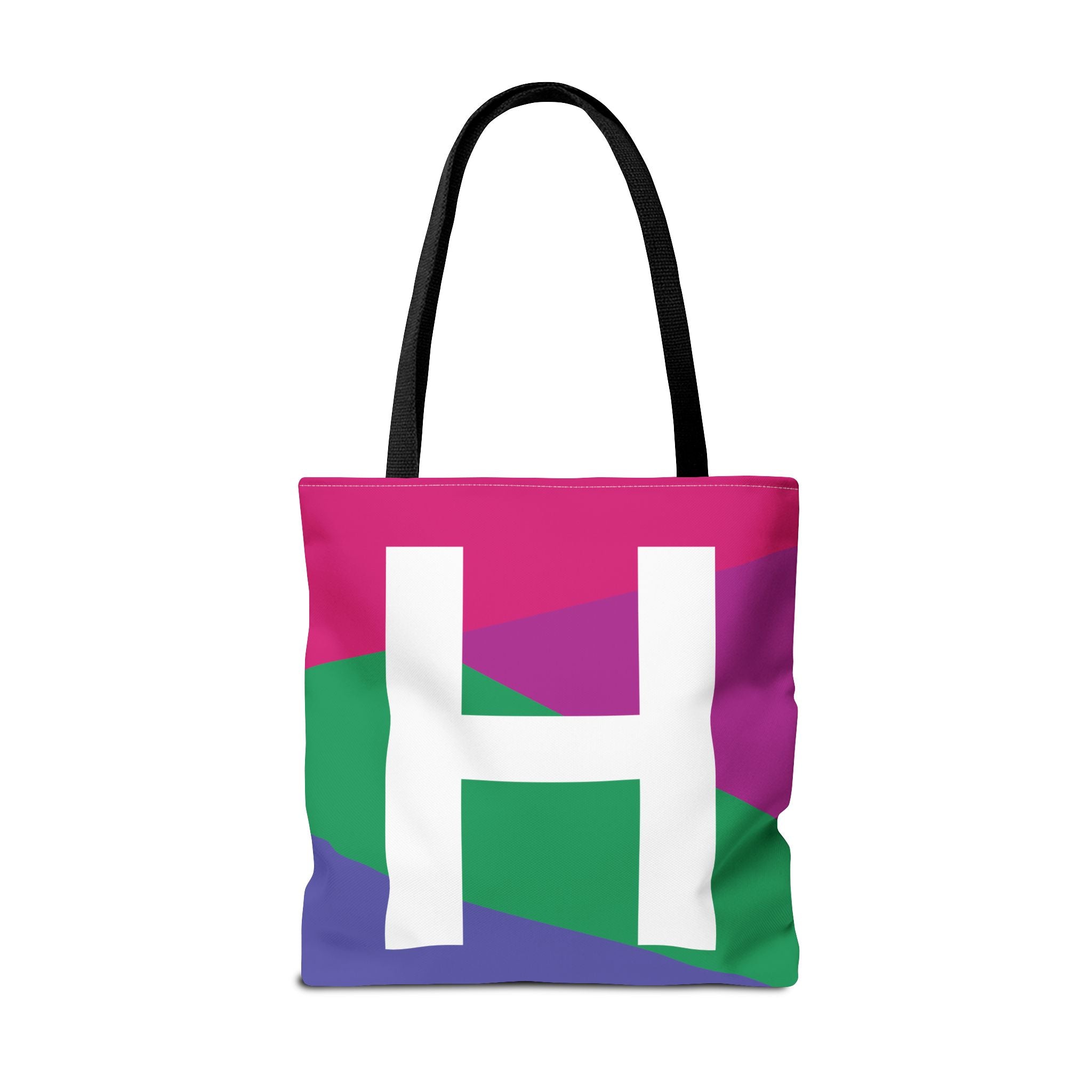 Monogram 'H' Colorblock Tote Bag — Personalized Initial H Shoulder Tote