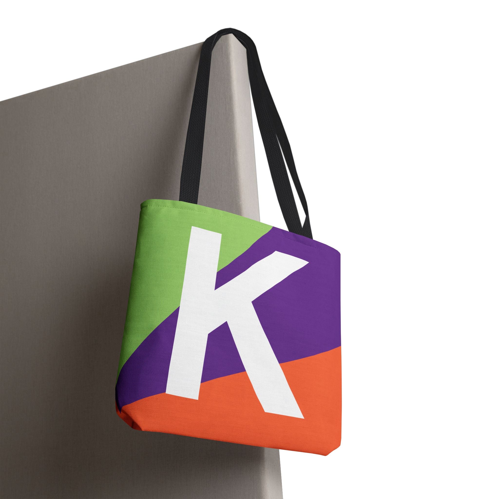 Monogram 'K' Colorblock Tote Bag — Personalized Initial K Shoulder Tote