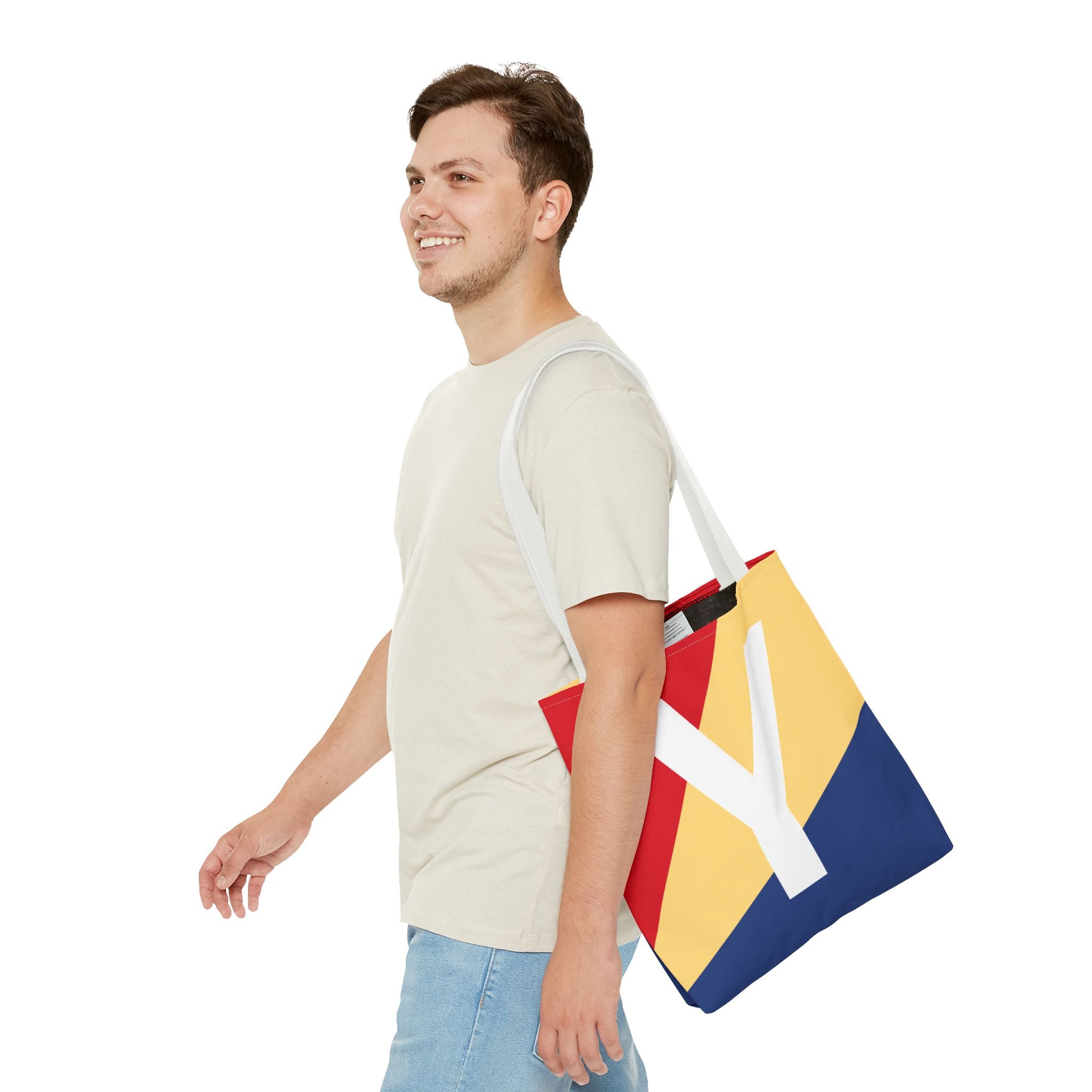 Monogram 'Y' Colorblock Tote Bag — Personalized Initial Y Shoulder Tote