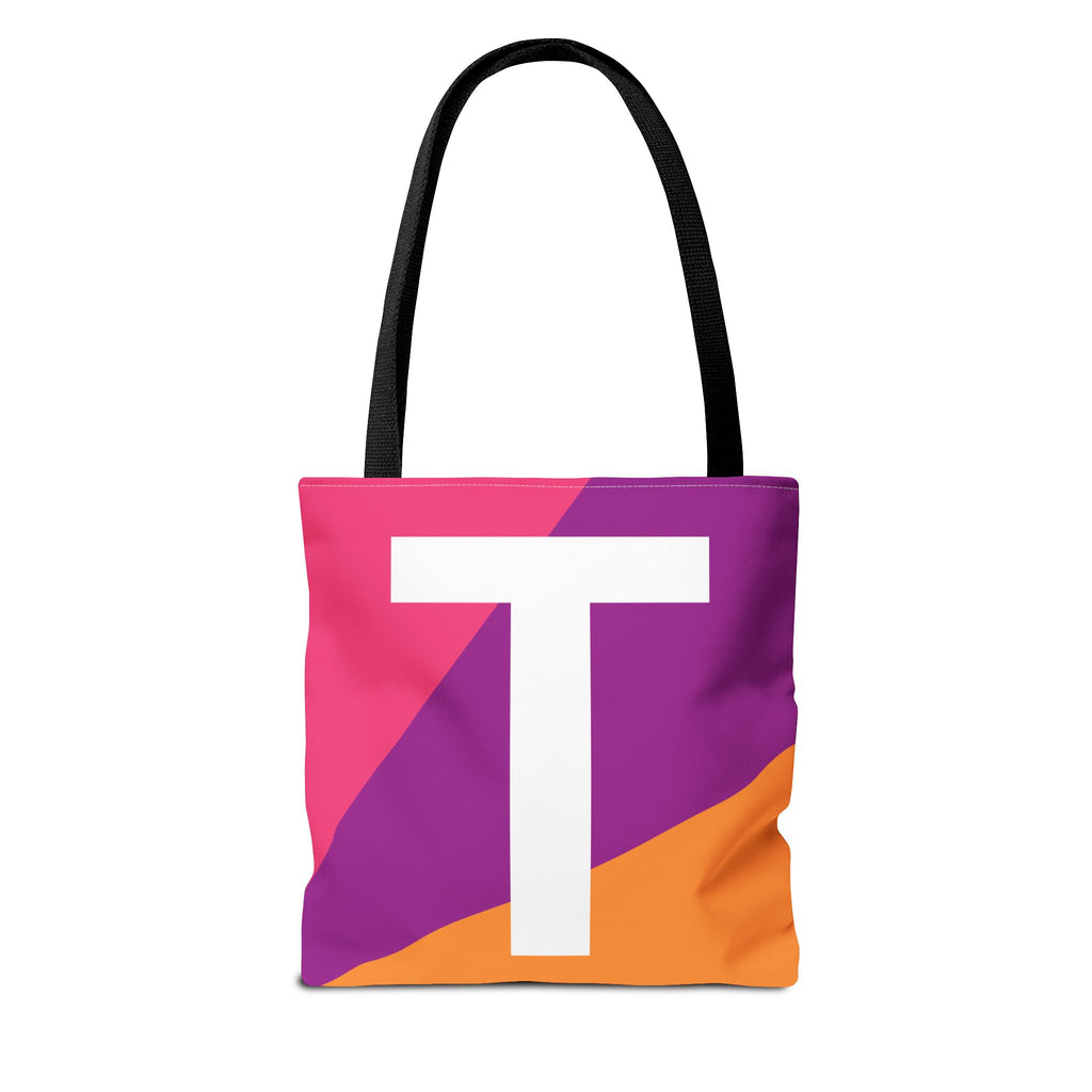 Monogram 'T' Colorblock Tote Bag — Personalized Initial T Shoulder Tote