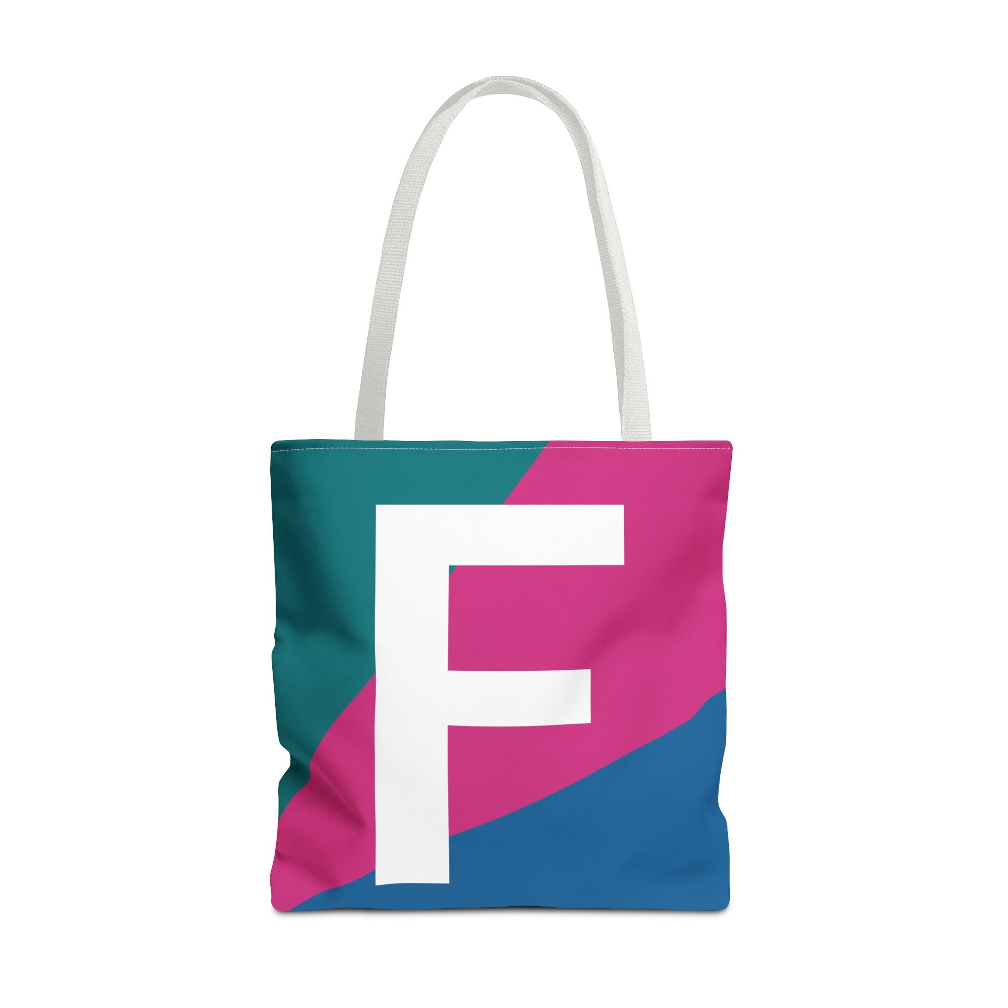 Monogram 'F' Colorblock Tote Bag — Personalized Initial F Shoulder Tote