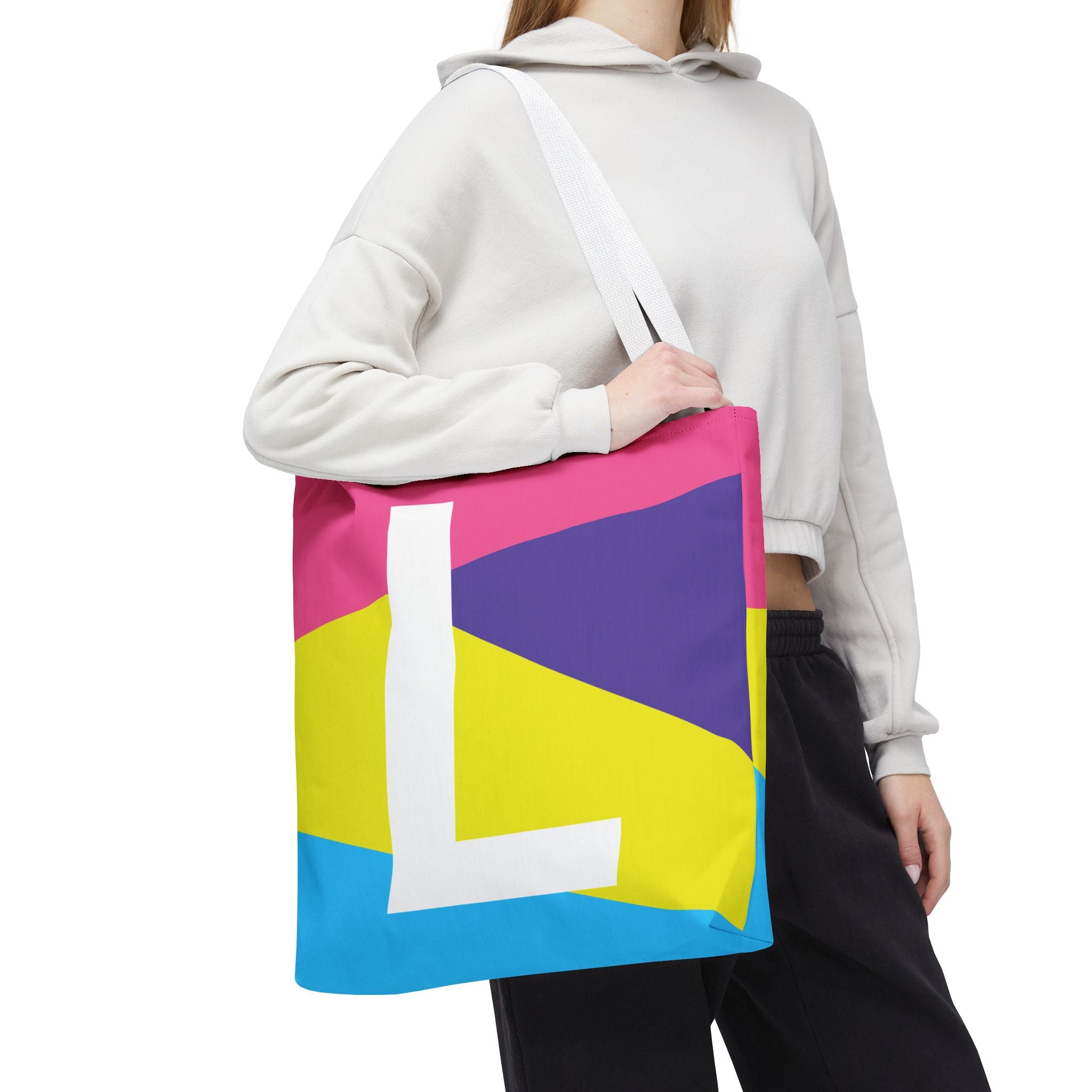 Monogram 'L' Colorblock Tote Bag — Personalized Initial L Shoulder Tote