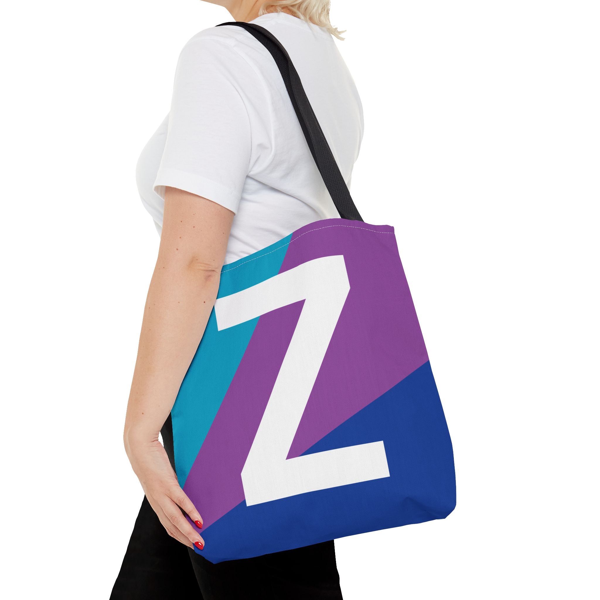 Monogram 'Z' Colorblock Tote Bag — Personalized Initial Z Shoulder Tote