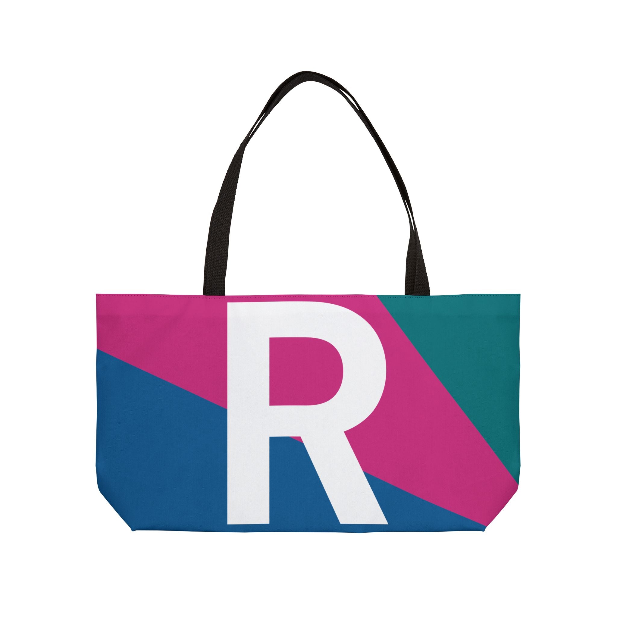 Personalized 'R' Colorblock Tote Bag — Monogram Weekender Tote